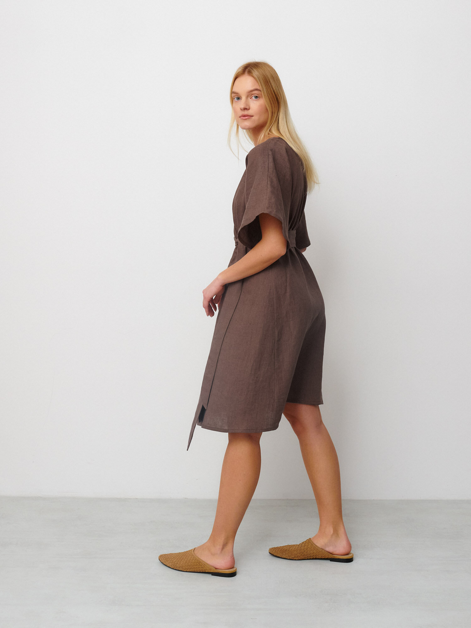 Image 5 of MARY Linen Wrap Dress in Cocoa from Love and Confuse