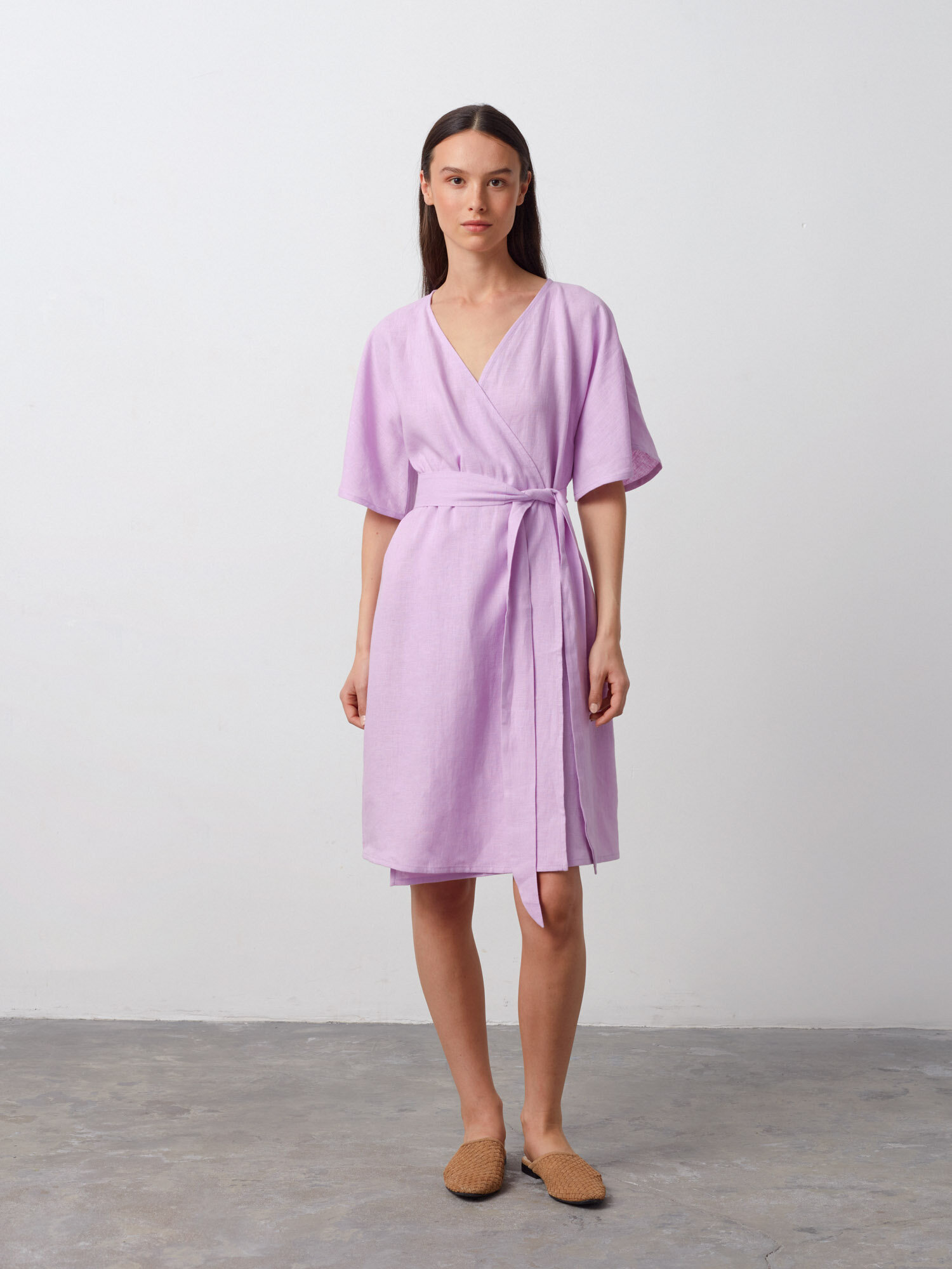 Image 2 of MARY Linen Wrap Dress in Lilac from Love and Confuse