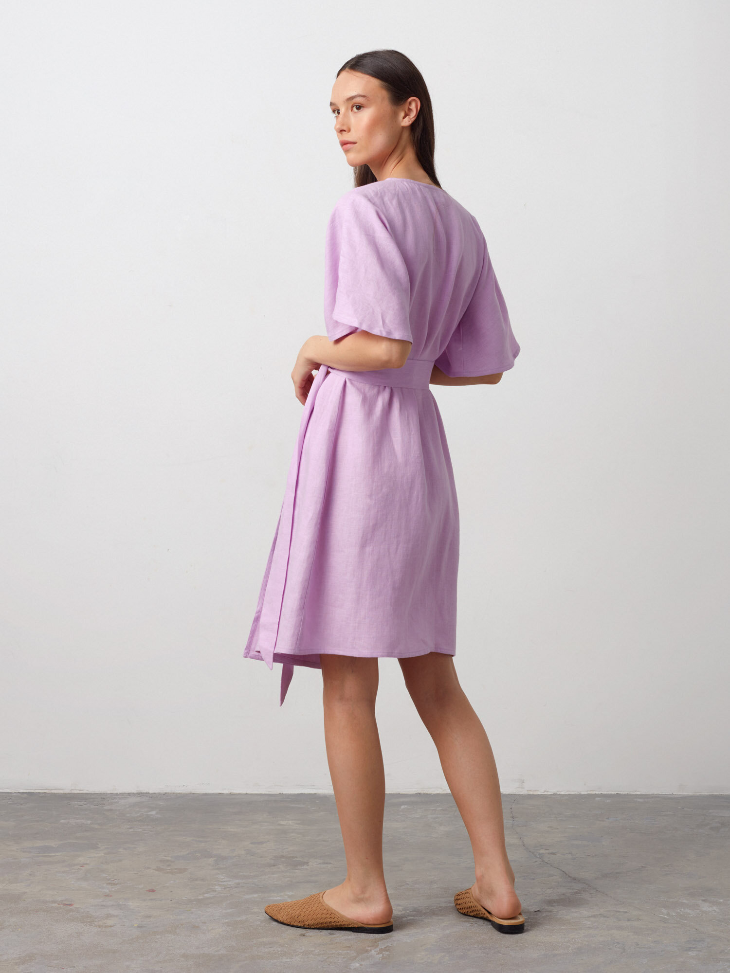 Image 5 of MARY Linen Wrap Dress in Lilac from Love and Confuse