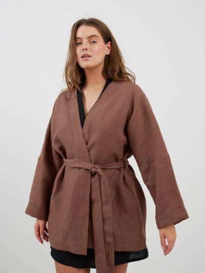 MAVIS Open Front Linen Duster Jacket