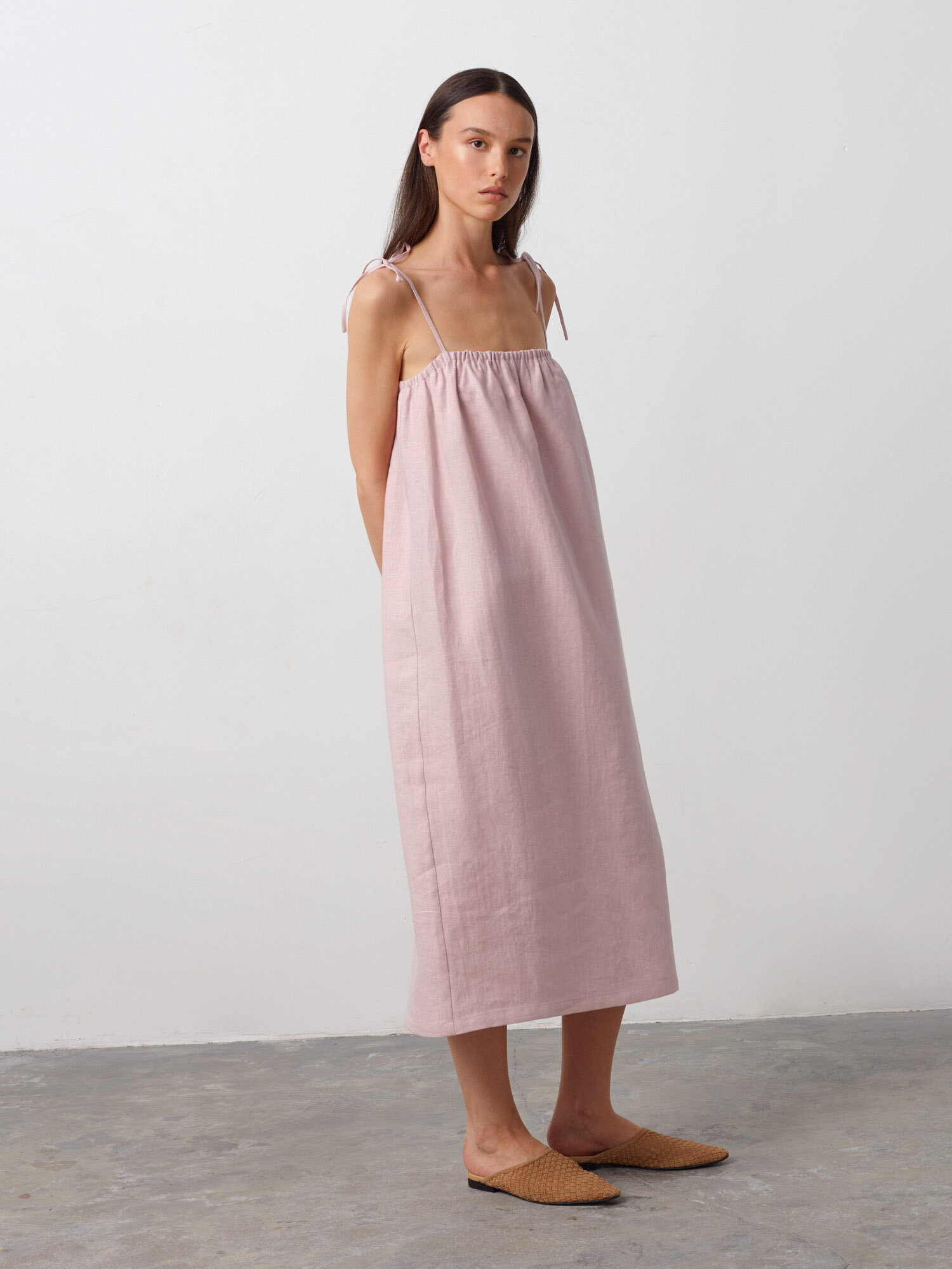 Image 3 of MINT Linen Slip Dress in Apple Blossom from Love and Confuse