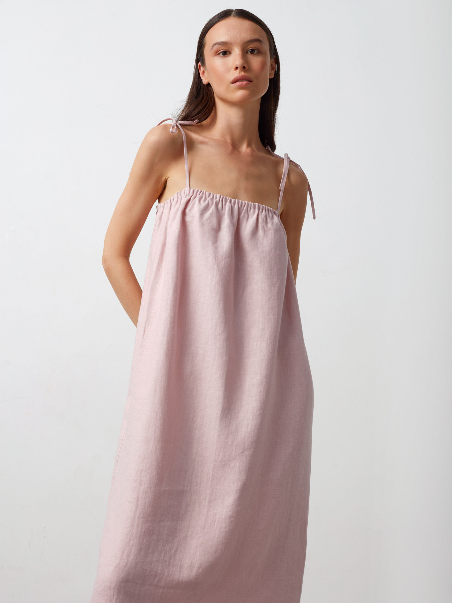 Image 4 of MINT Linen Slip Dress in Apple Blossom from Love and Confuse