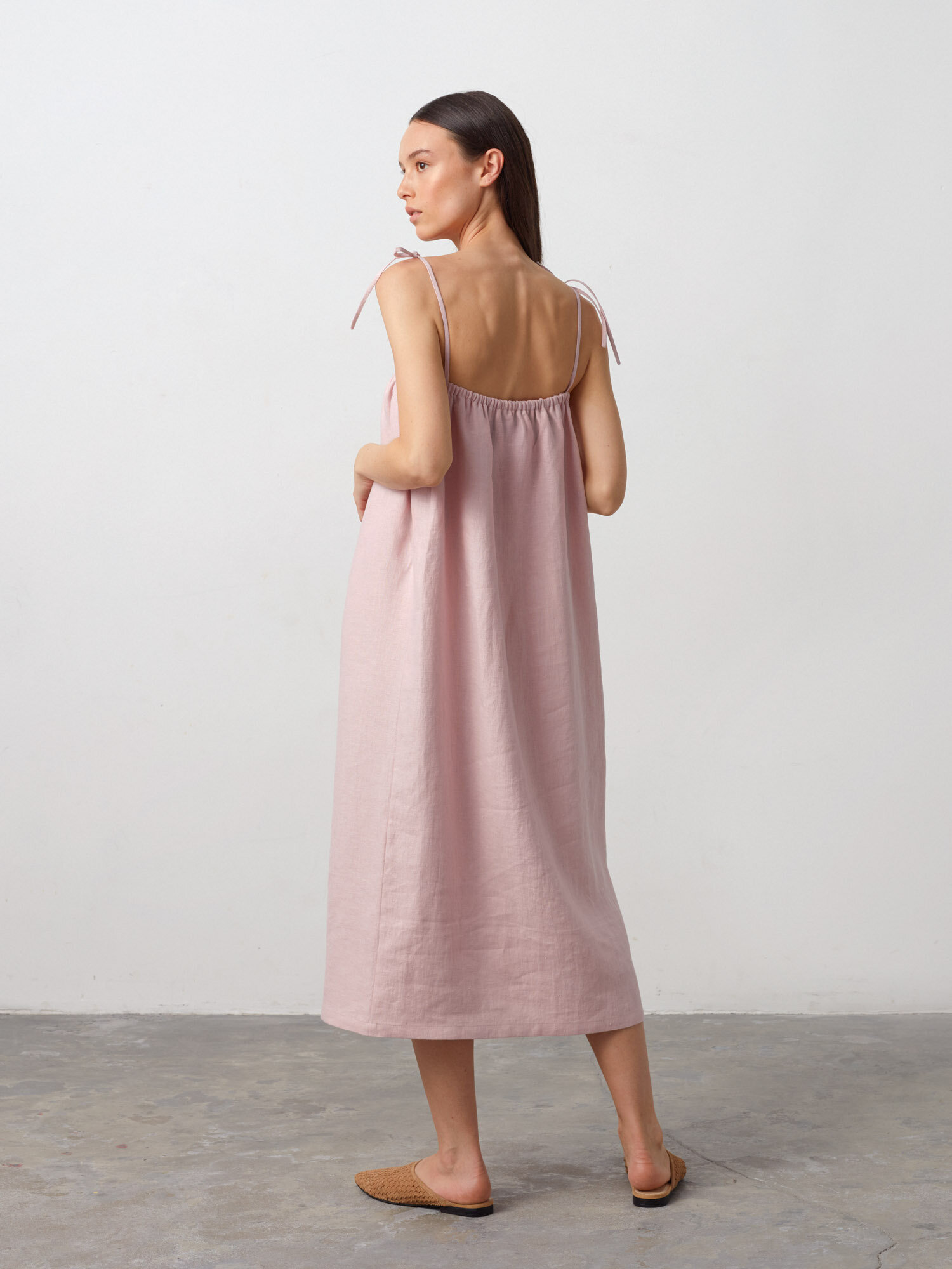 Image 5 of MINT Linen Slip Dress in Apple Blossom from Love and Confuse
