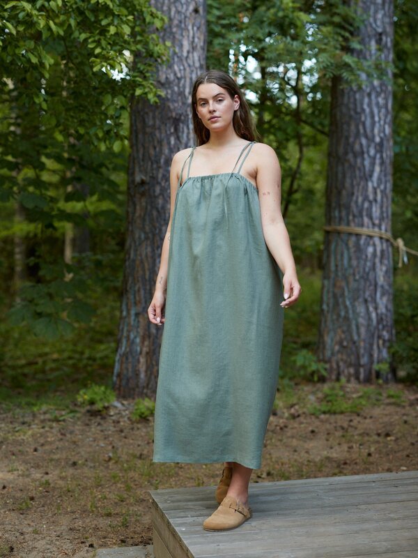 MINT Tie-Shoulder Linen Dress