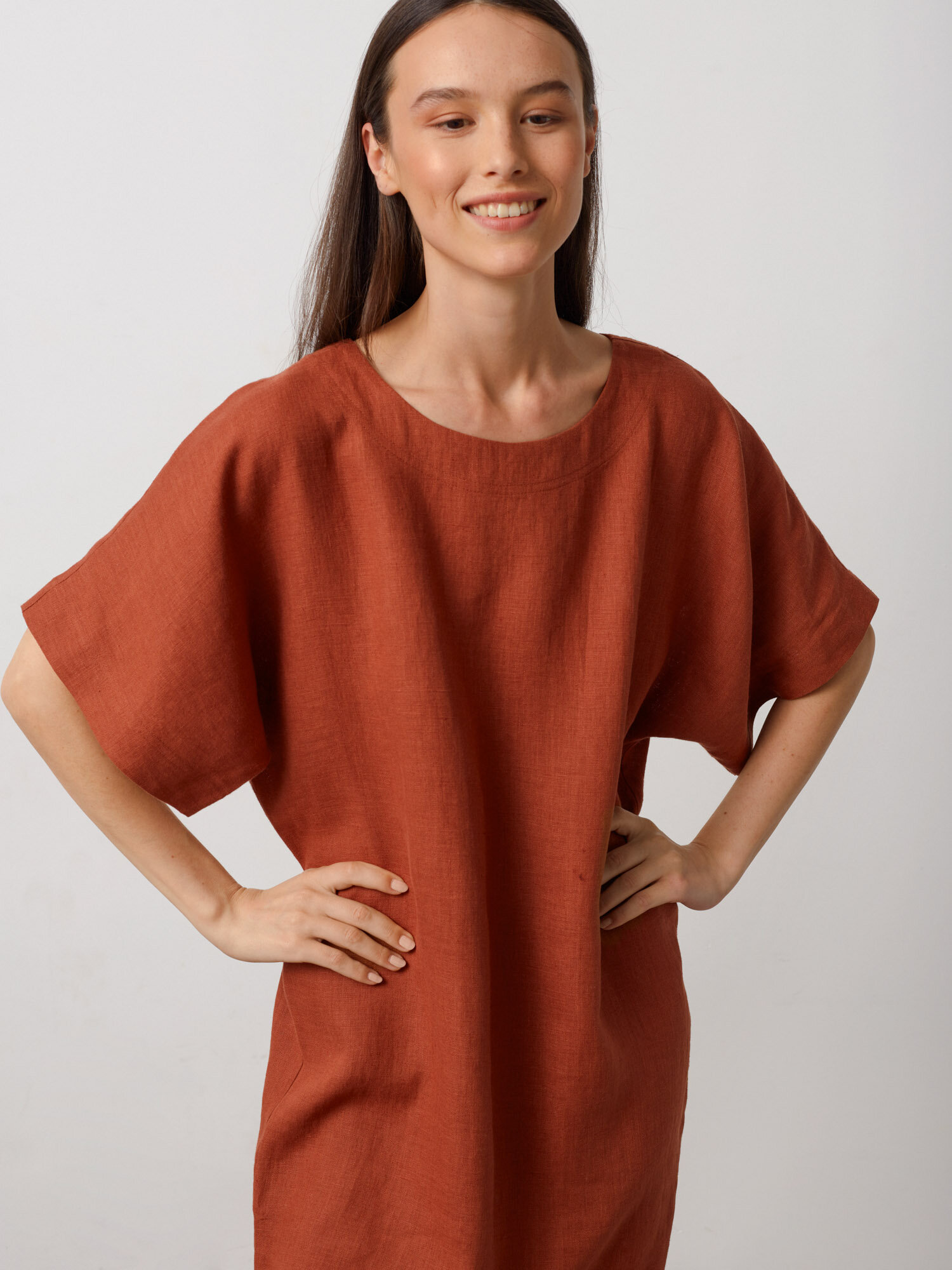 Image 4 of OLIVIA Linen Midi Dress in Rust from Love and Confuse