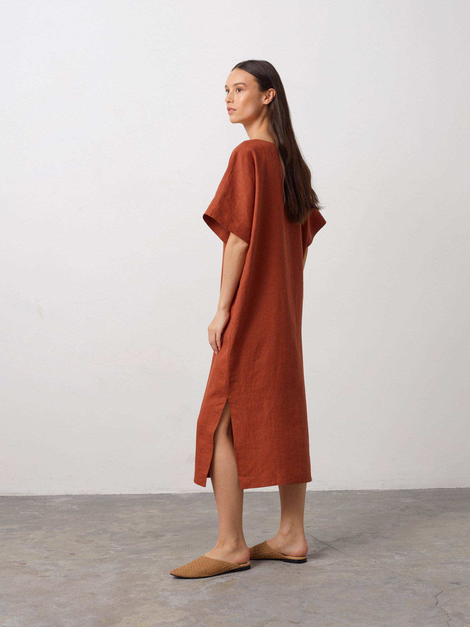 Image 5 of OLIVIA Linen Midi Dress in Rust from Love and Confuse