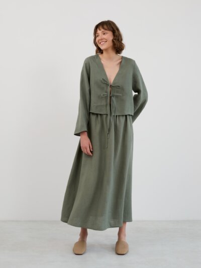 Linen Maxi Skirt with Elastic Waist OPHELIA