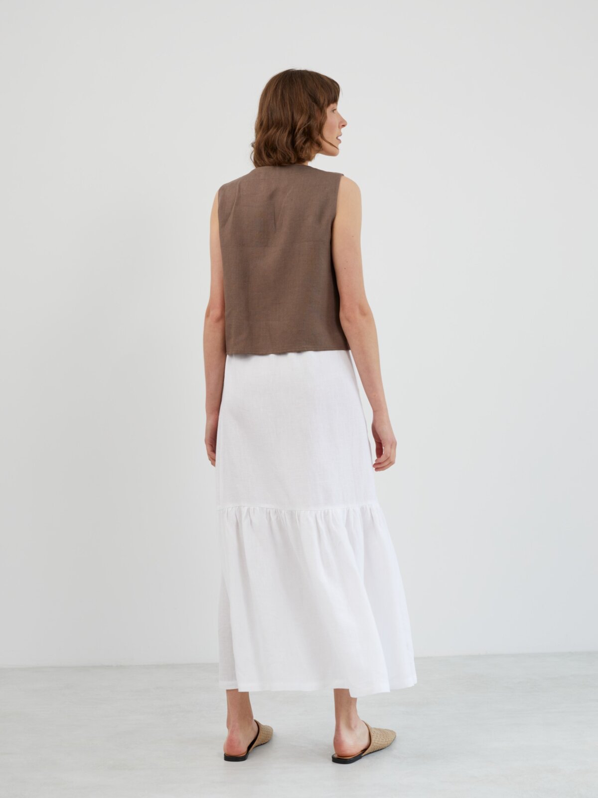 Image 5 of ORIANA Tiered Linen Maxi Skirt in White from Love and Confuse