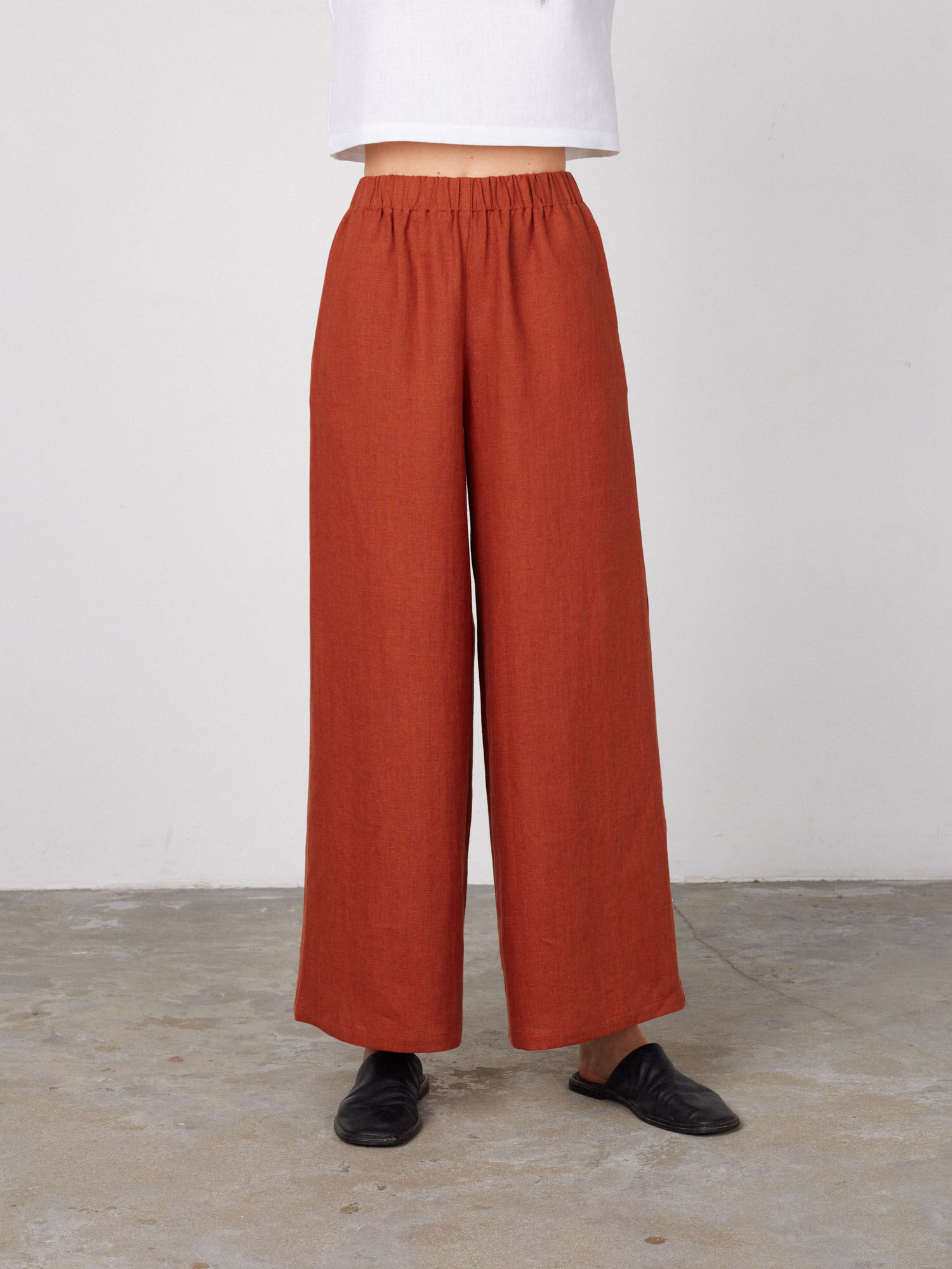 Image 3 of PEARL Wide Leg Linen Pants in Rust from Love and Confuse