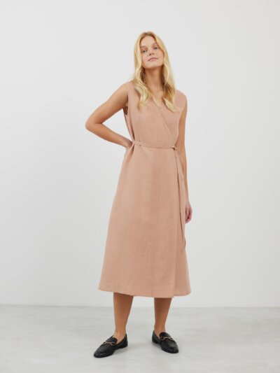 PIA Leinen Midi Wickelkleid
