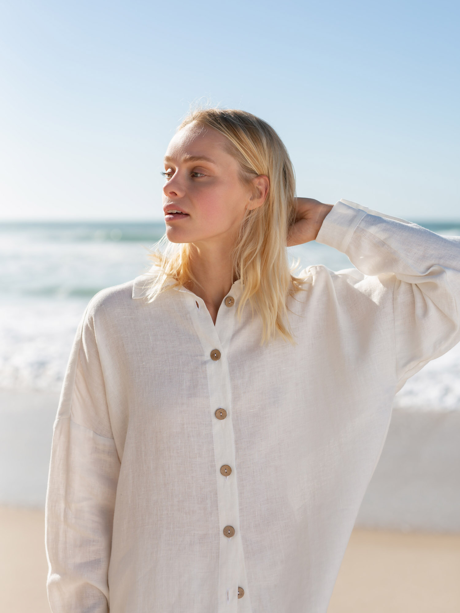 Image 2 of PINE Oversized Linen Shirt in Ivory from Love and Confuse