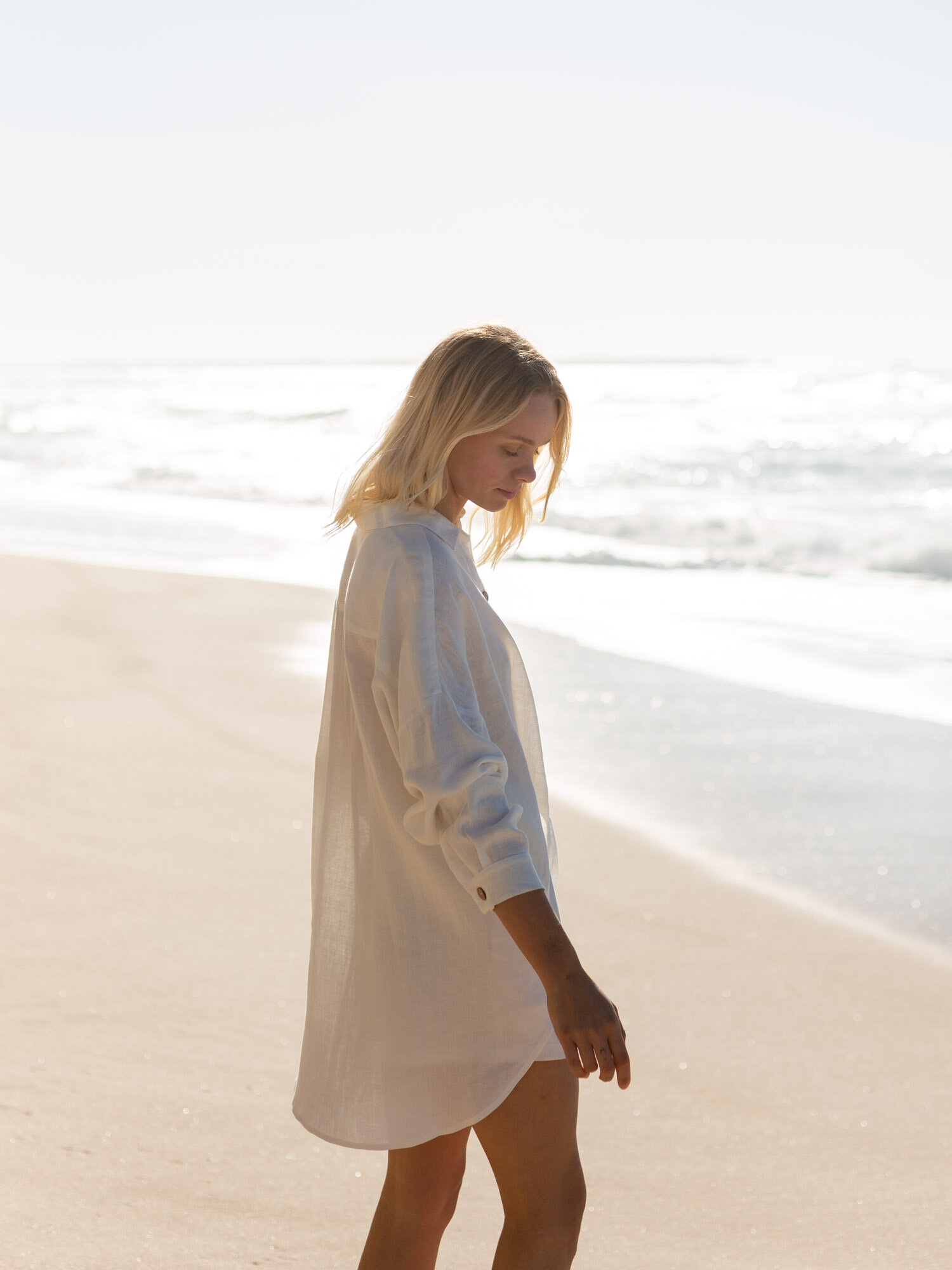 Image 4 of PINE Oversized Linen Shirt in Ivory from Love and Confuse