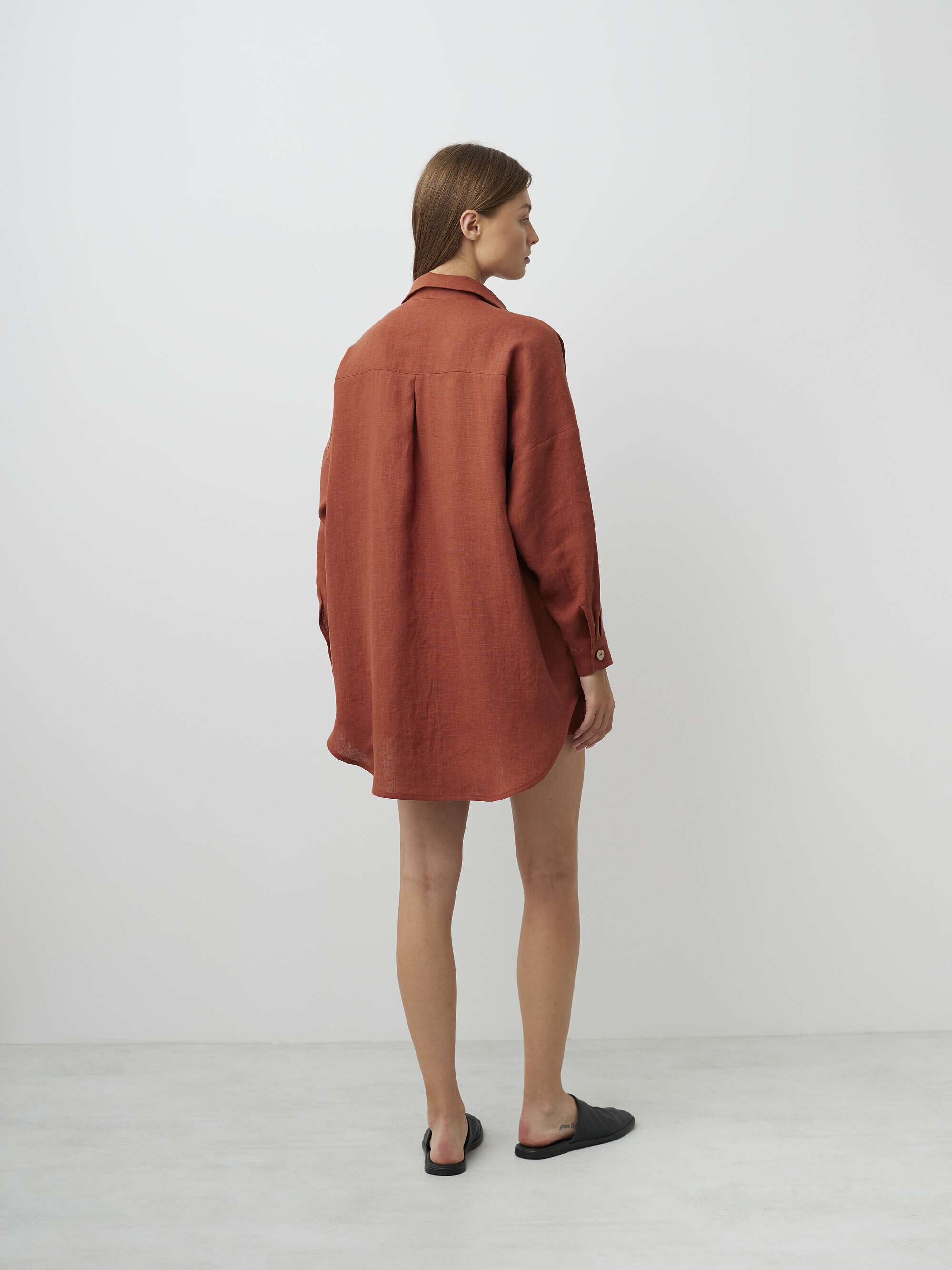 Image 4 of PINE Oversized Linen Shirt in Rust from Love and Confuse