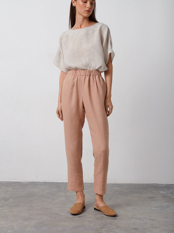 RAVEN Tapered High Waist Linen Pants