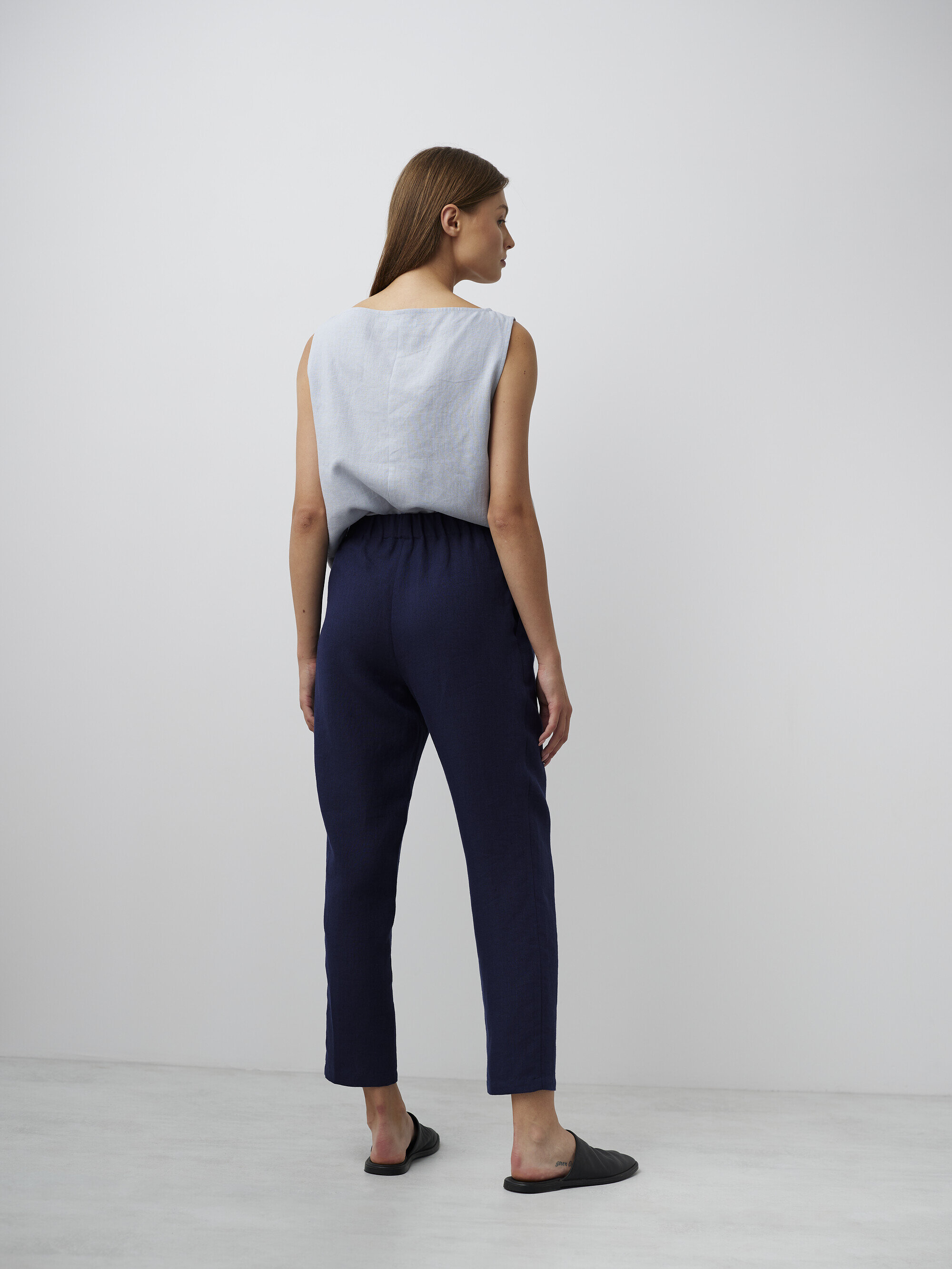 Image 5 of RAVEN Tapered Linen Pants in Navy Blue from Love and Confuse
