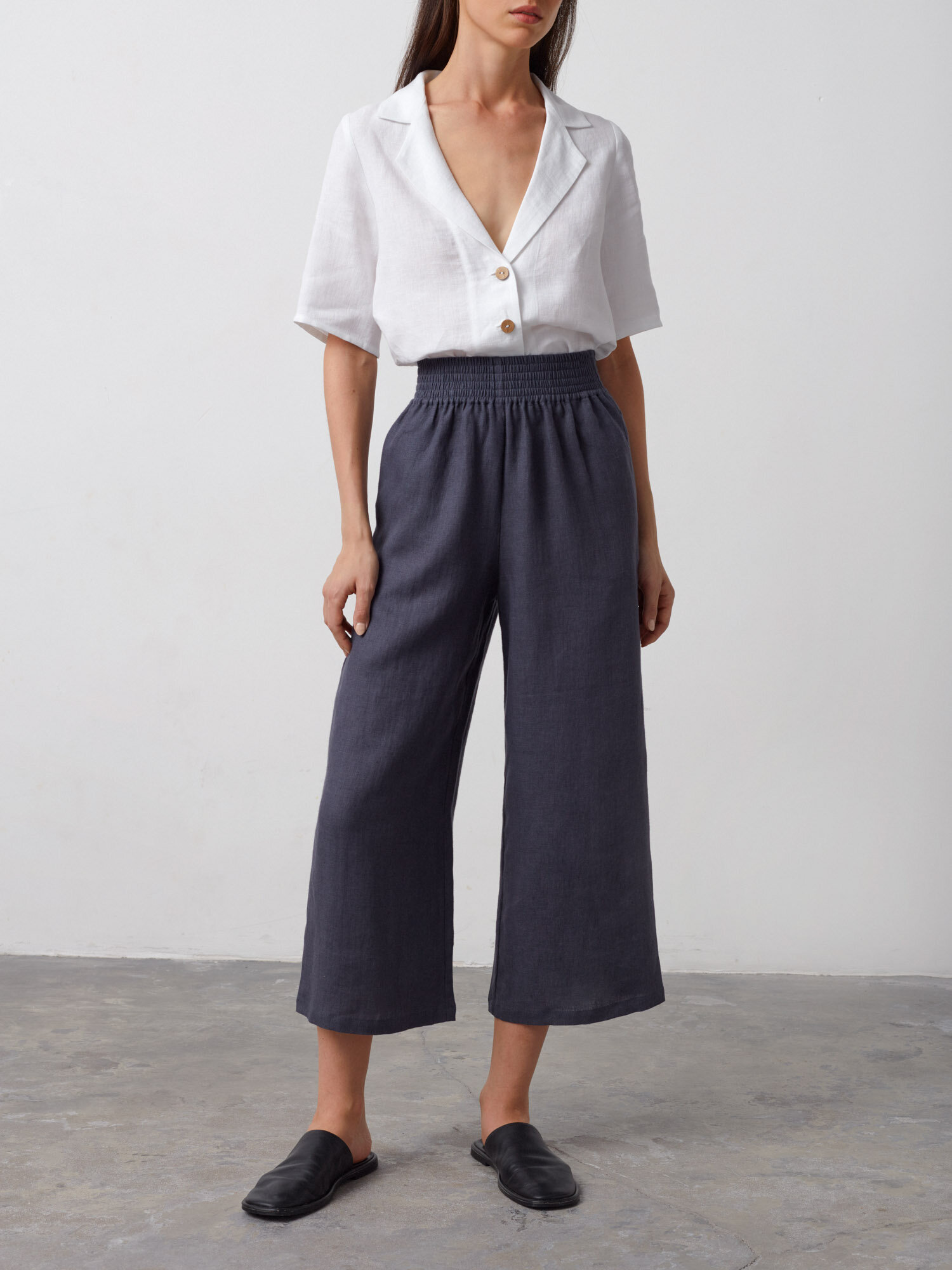 Image 3 of RILEY Wide Leg Linen Pants in Dark Grey from Love and Confuse