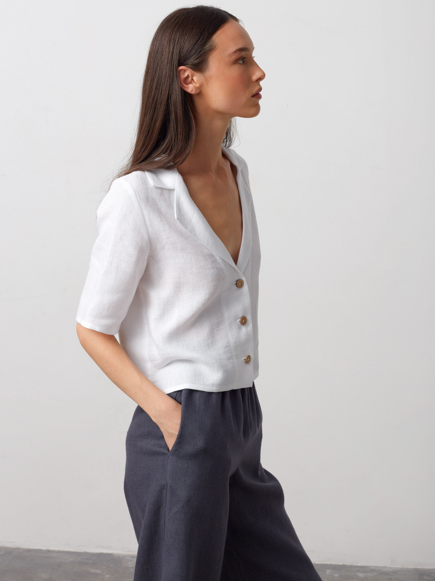 Image 4 of RILEY Wide Leg Linen Pants in Dark Grey from Love and Confuse