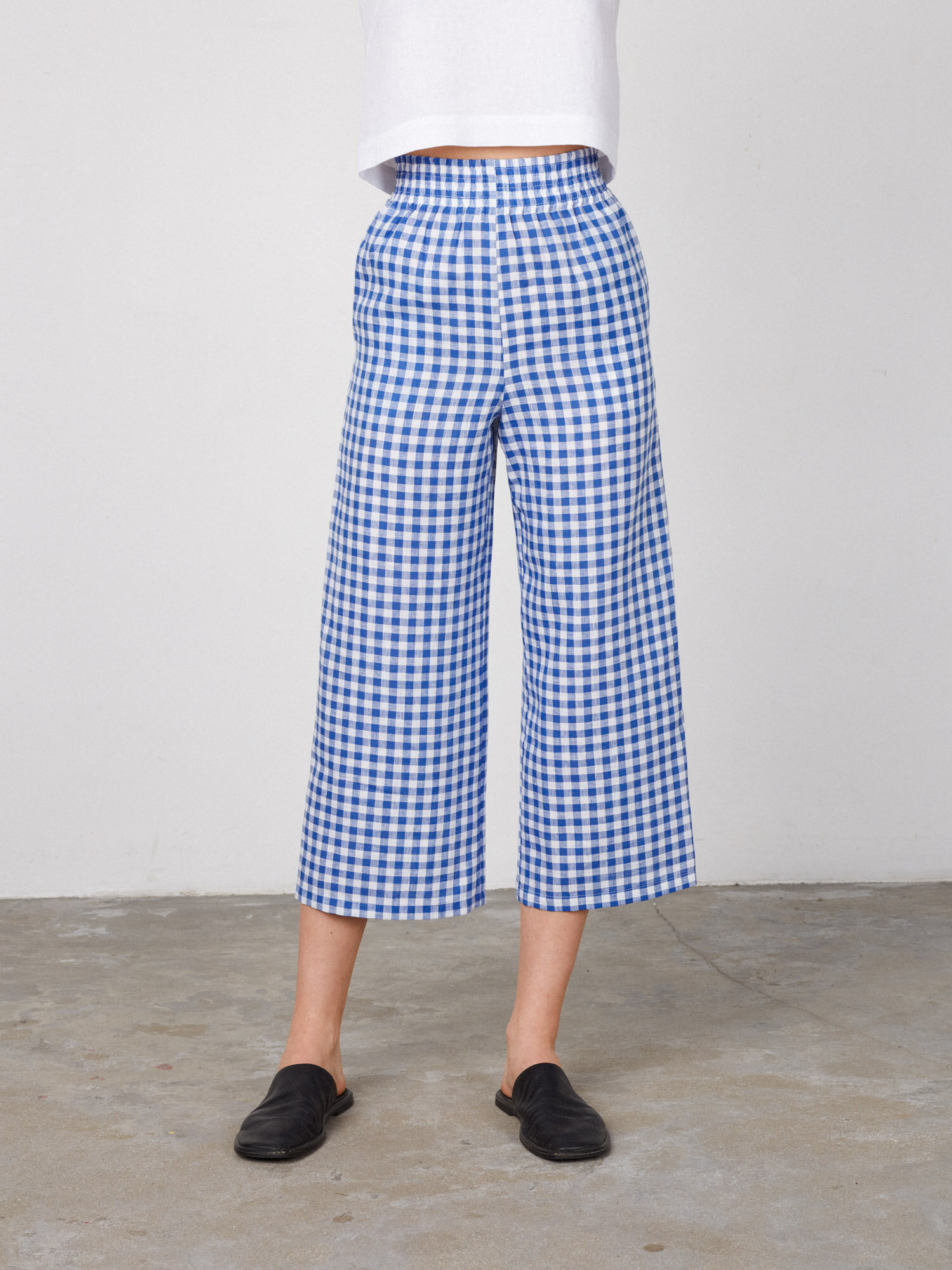 Image 3 of RILEY Wide Leg Linen Pants in Blue Gingham from Love and Confuse