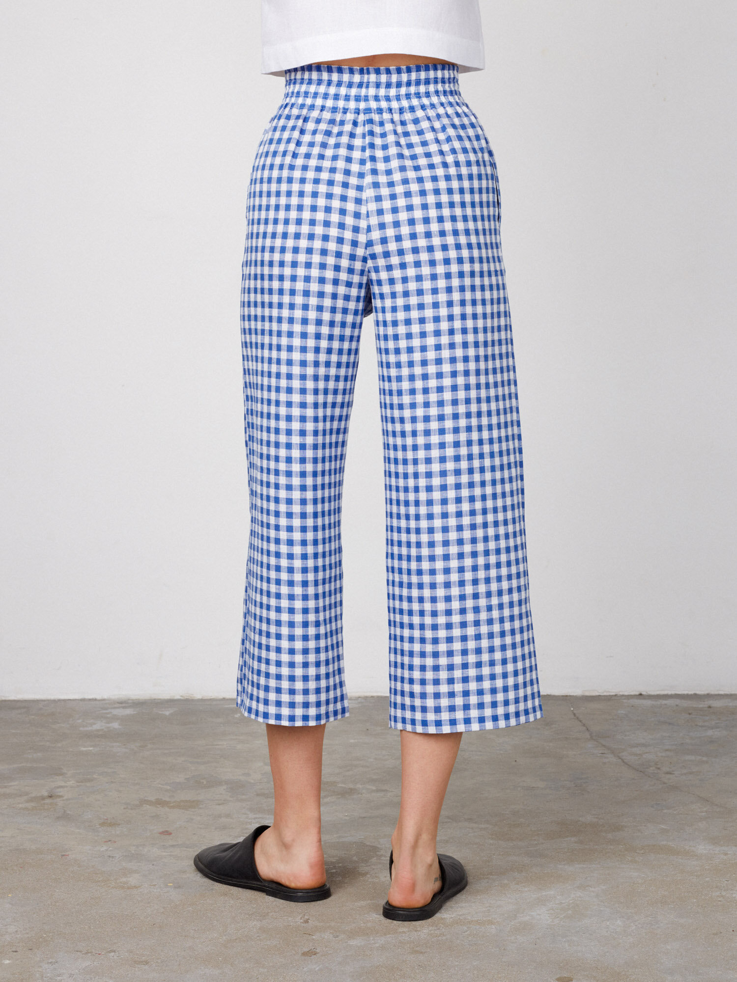 Image 5 of RILEY Wide Leg Linen Pants in Blue Gingham from Love and Confuse
