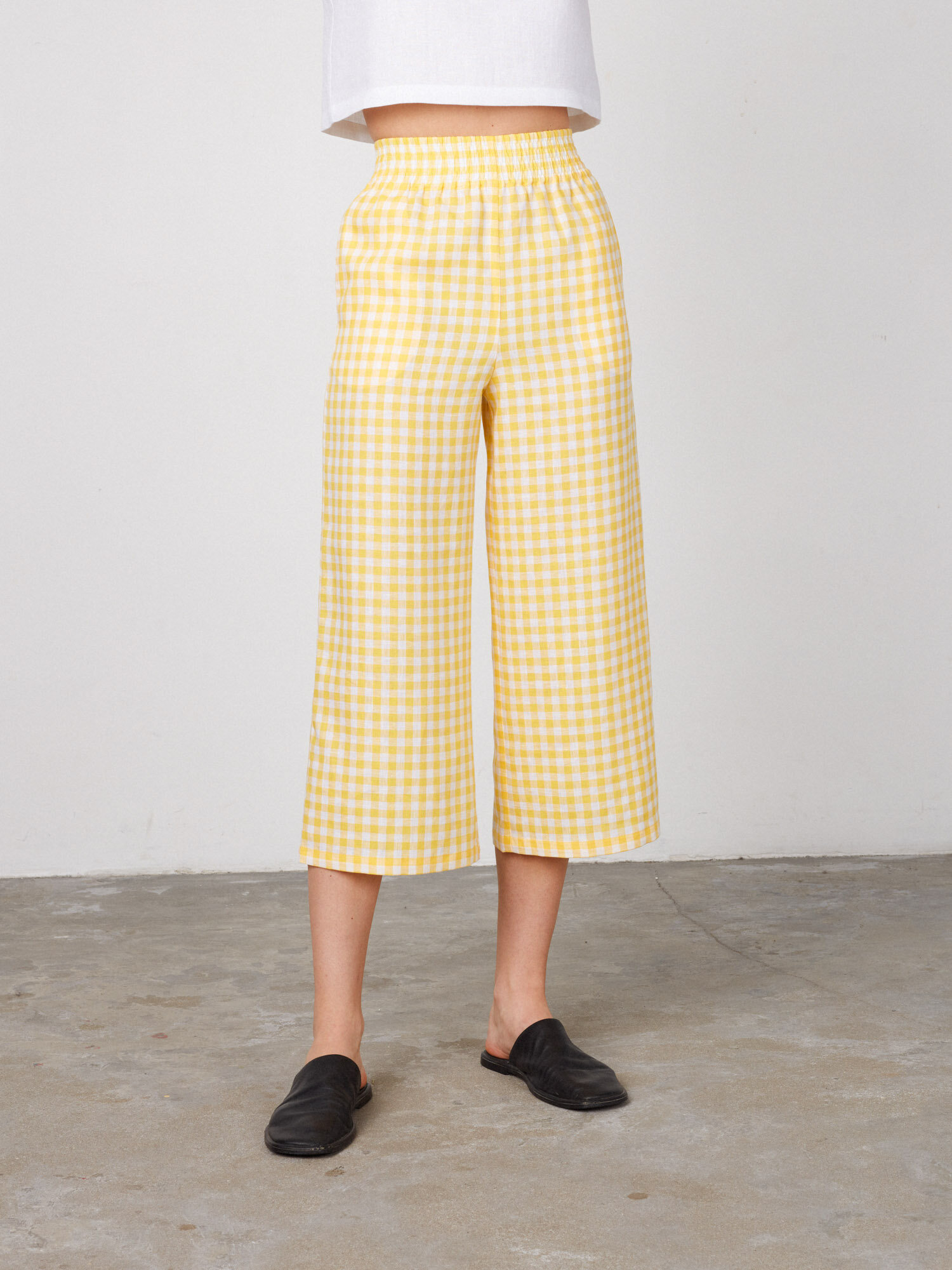 Image 4 of RILEY Wide Leg Linen Pants in Yellow Gingham from Love and Confuse