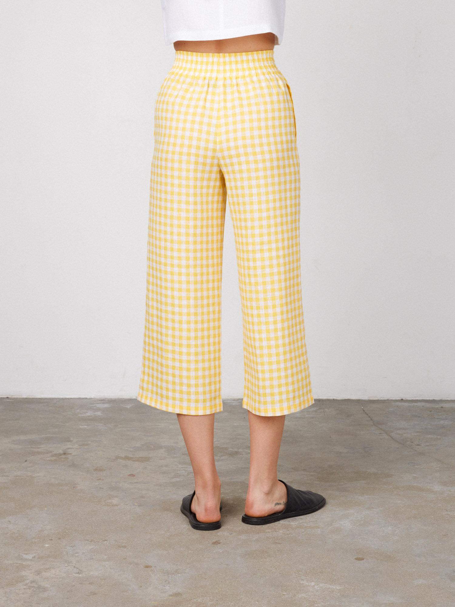 Image 5 of RILEY Wide Leg Linen Pants in Yellow Gingham from Love and Confuse