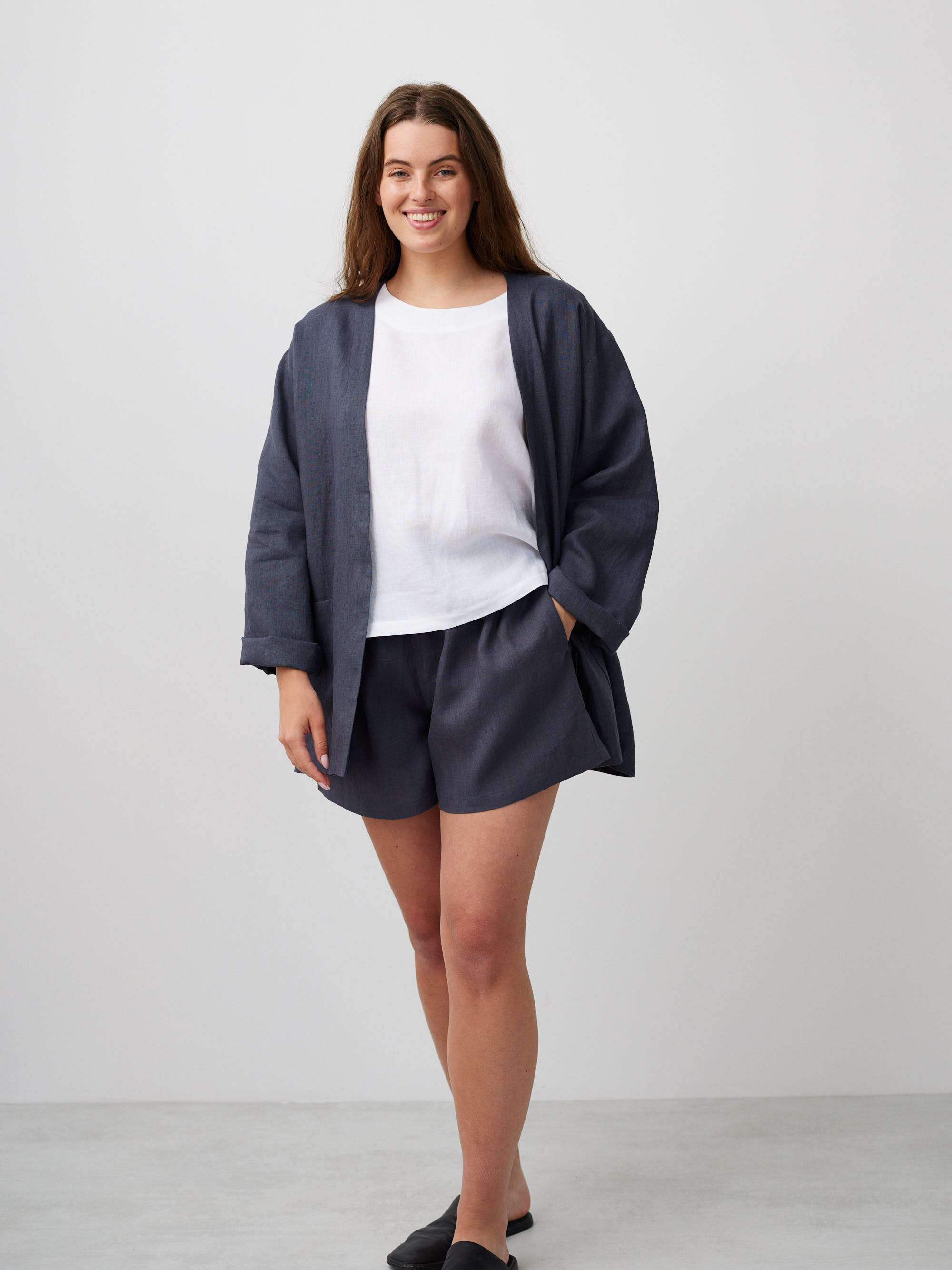 Image 2 of SELBY Linen Cardigan in Dark Grey from Love and Confuse