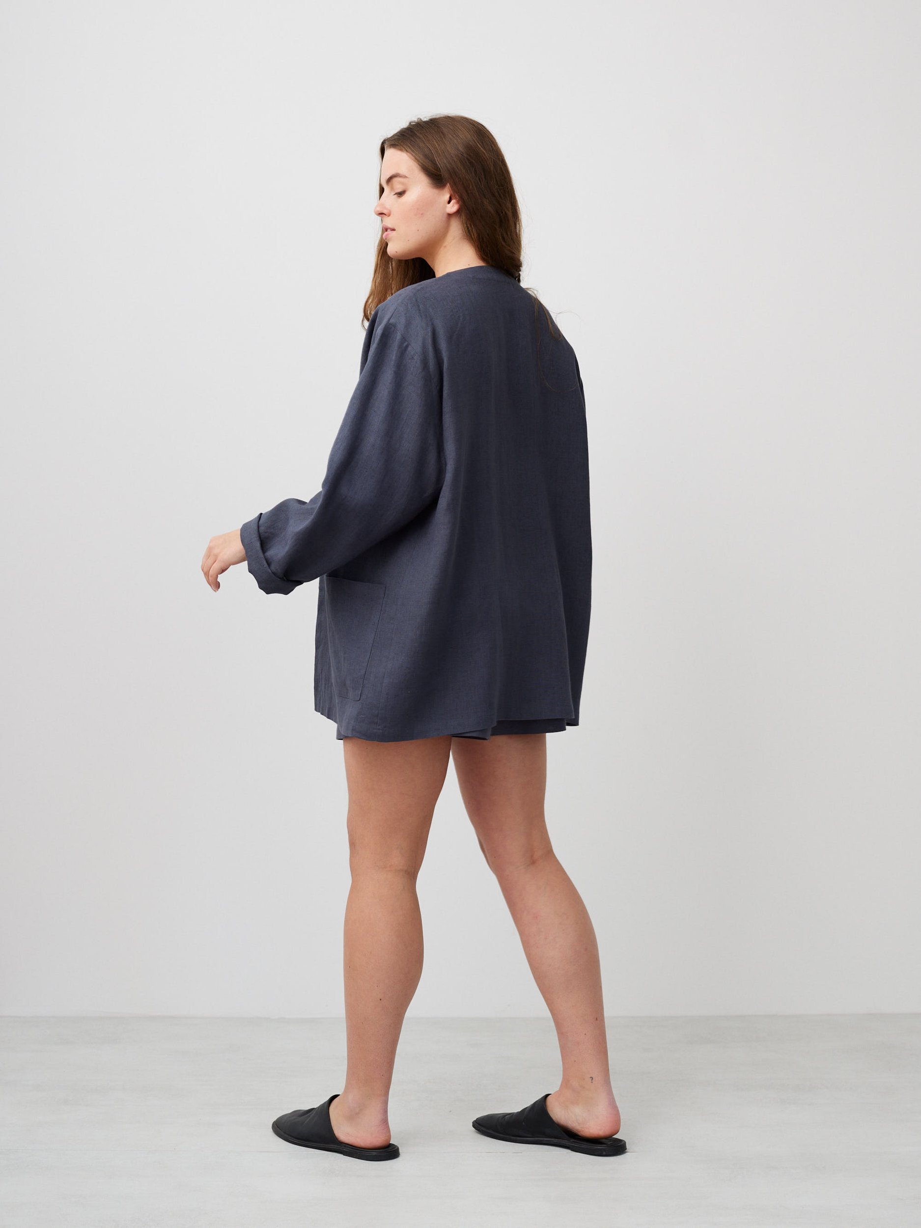 Image 4 of SELBY Linen Cardigan in Dark Grey from Love and Confuse