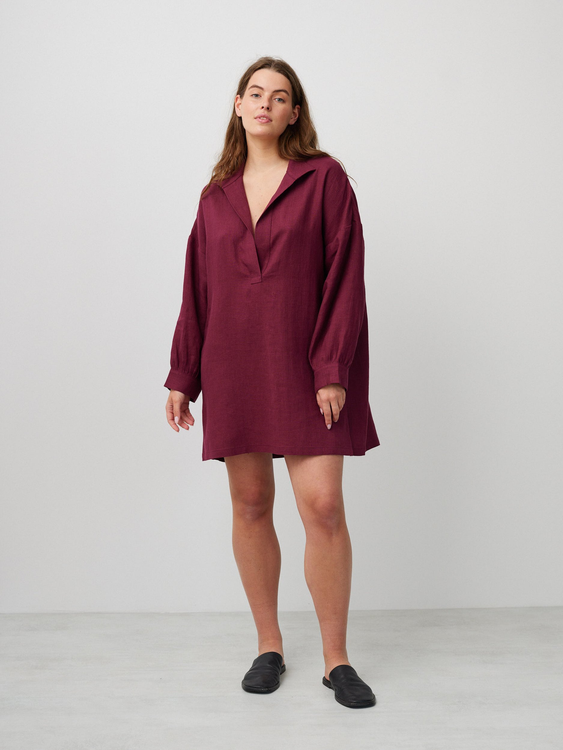 Image 2 of SKY Linen Beach Dress in Eggplant from Love and Confuse