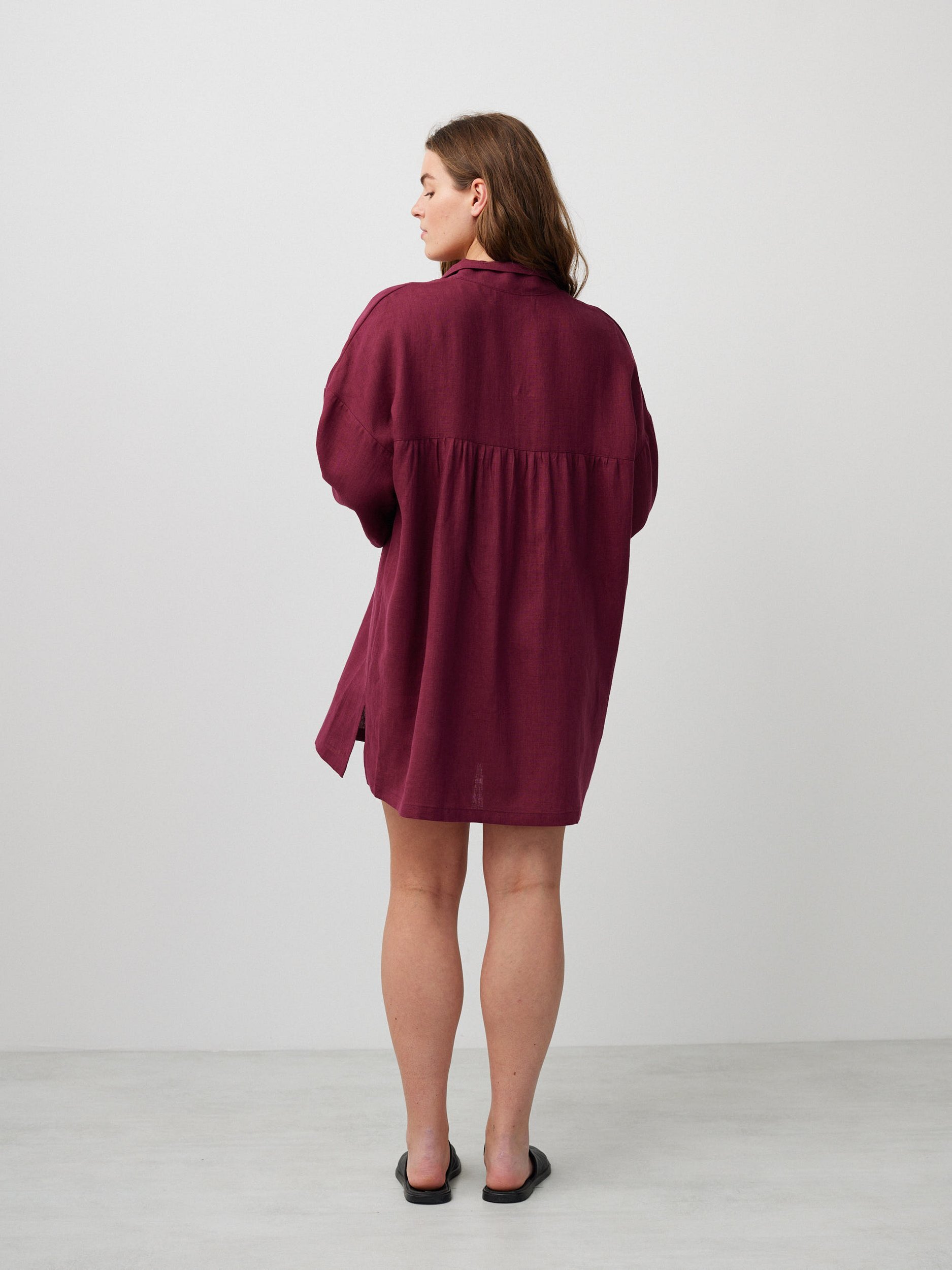 Image 6 of SKY Linen Beach Dress in Eggplant from Love and Confuse