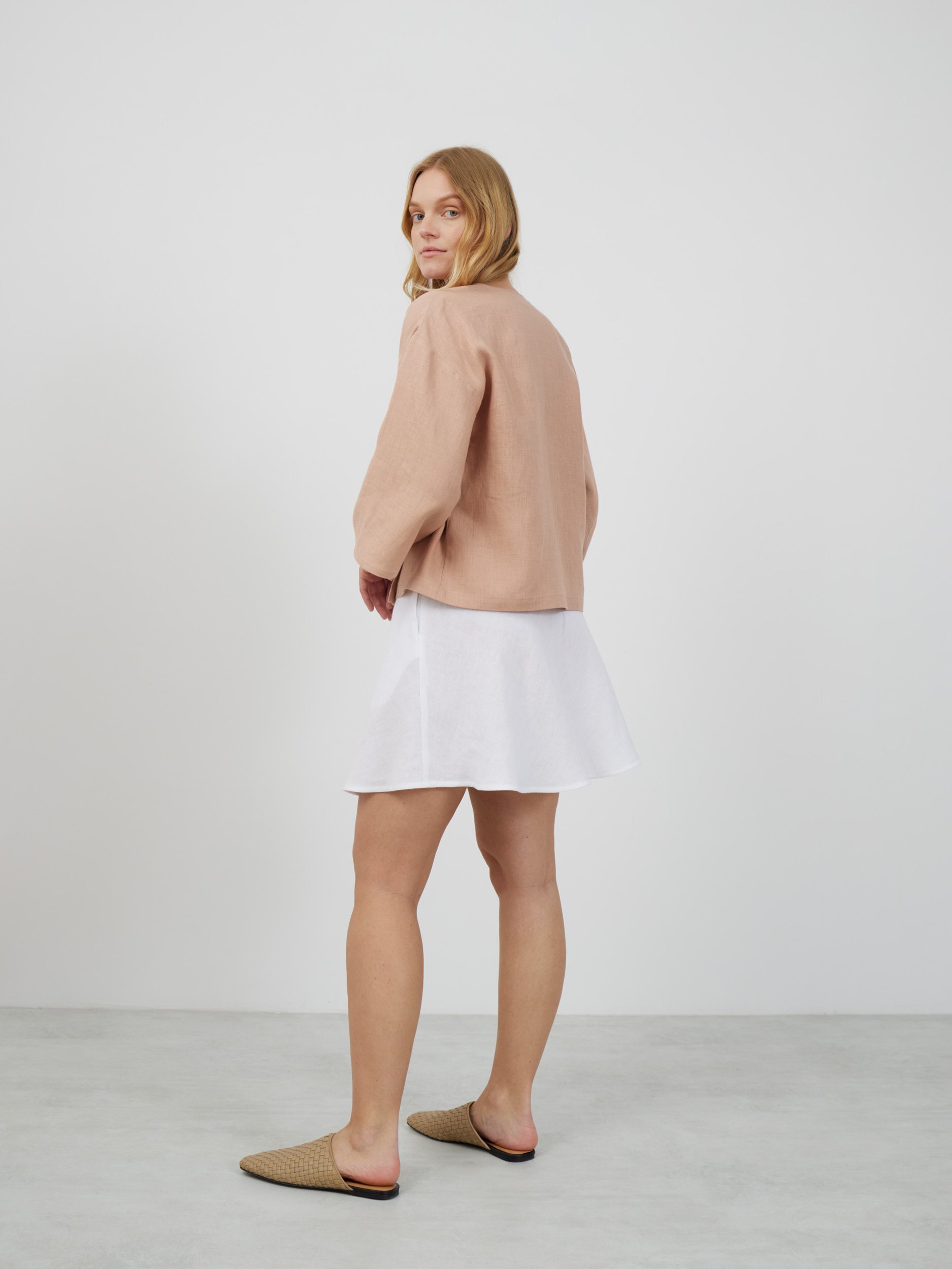 Bild 4 von SOFIA Leinen Kimono Wickeltop in Rosa mit Braun von Love and Confuse