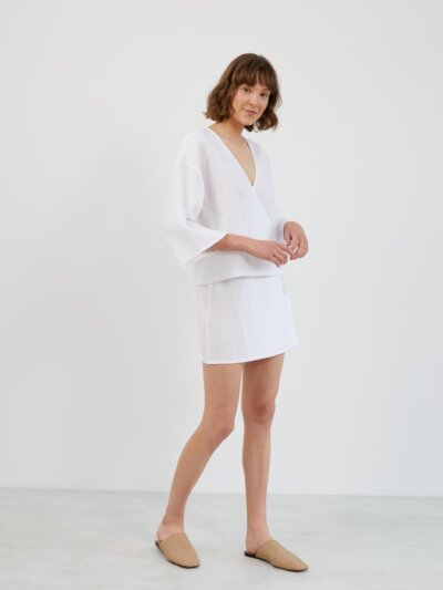 SOFIA Linen Kimono Wrap Top
