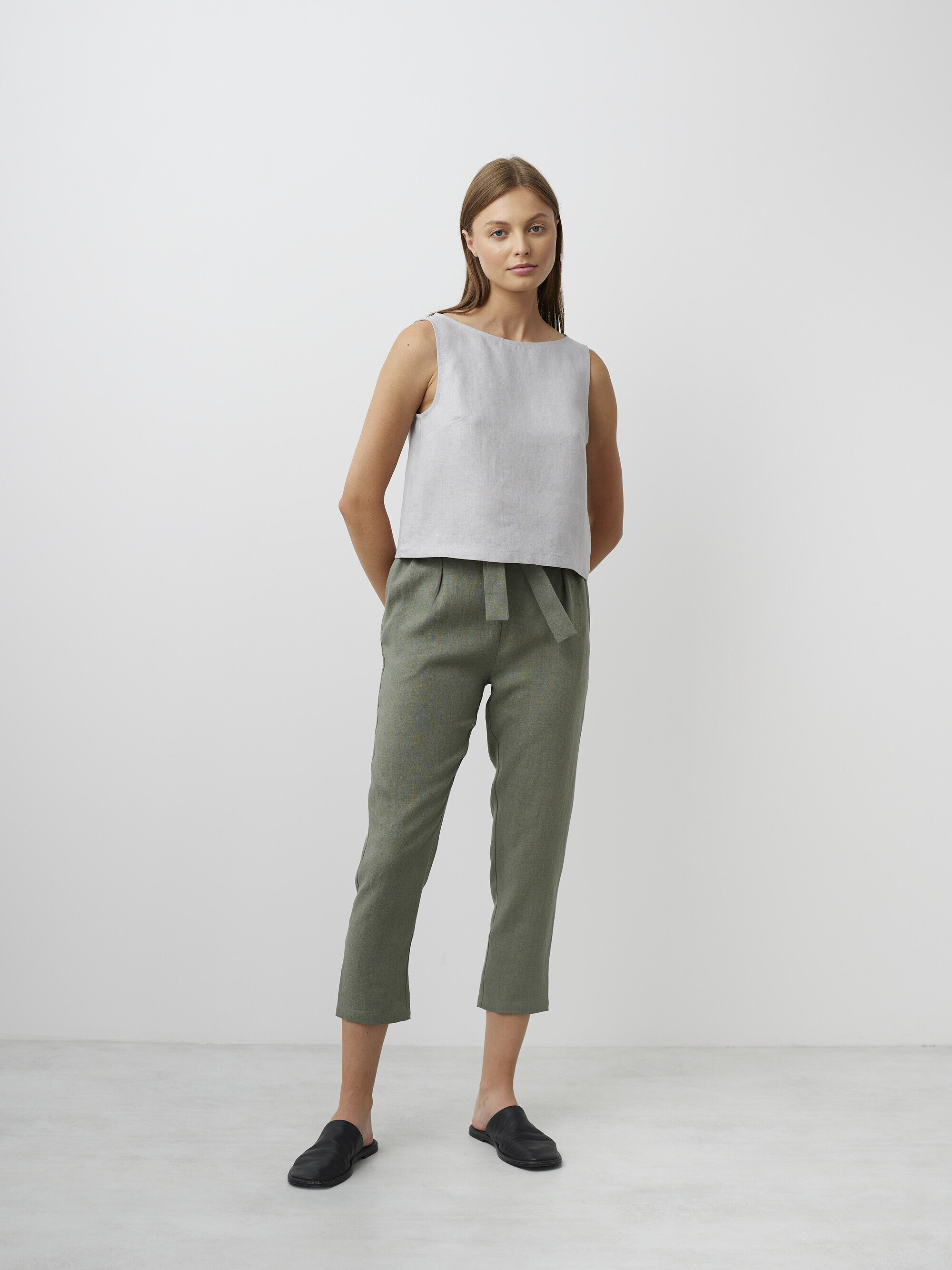 Image 2 of SONATE Linen Tank Top in Cloudy Grey from Love and Confuse
