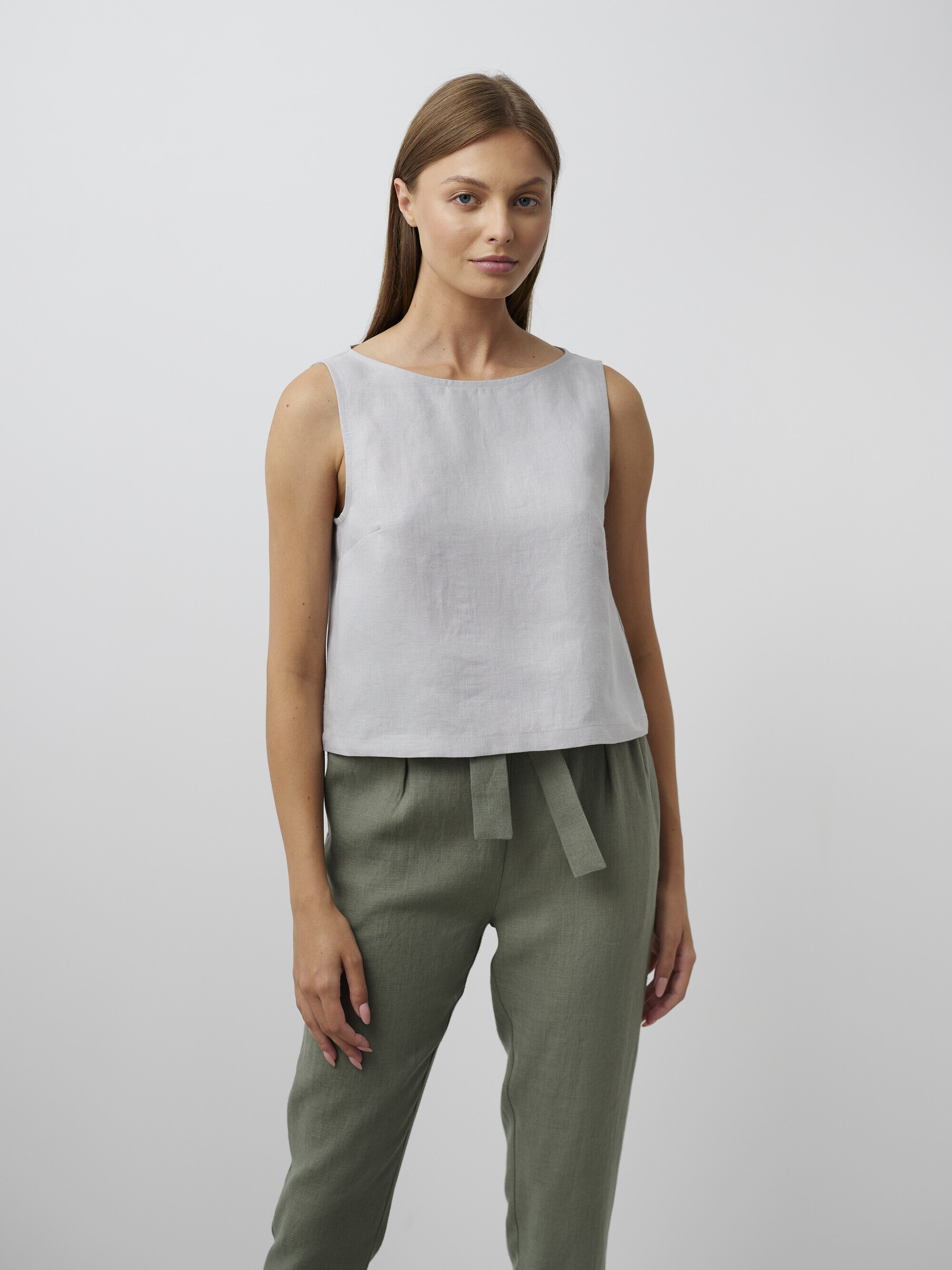 Image 3 of SONATE Linen Tank Top in Cloudy Grey from Love and Confuse