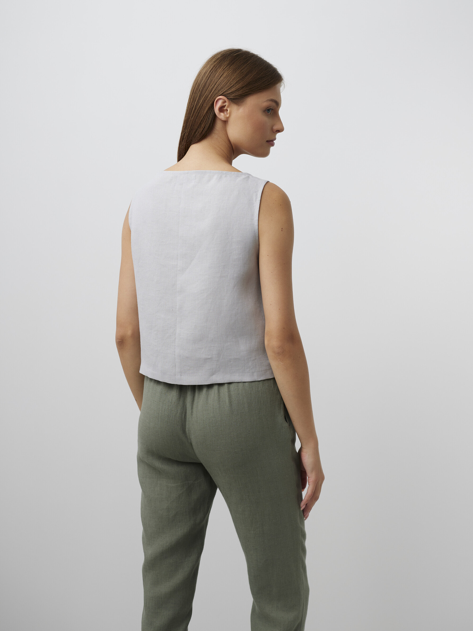 Image 5 of SONATE Linen Tank Top in Cloudy Grey from Love and Confuse