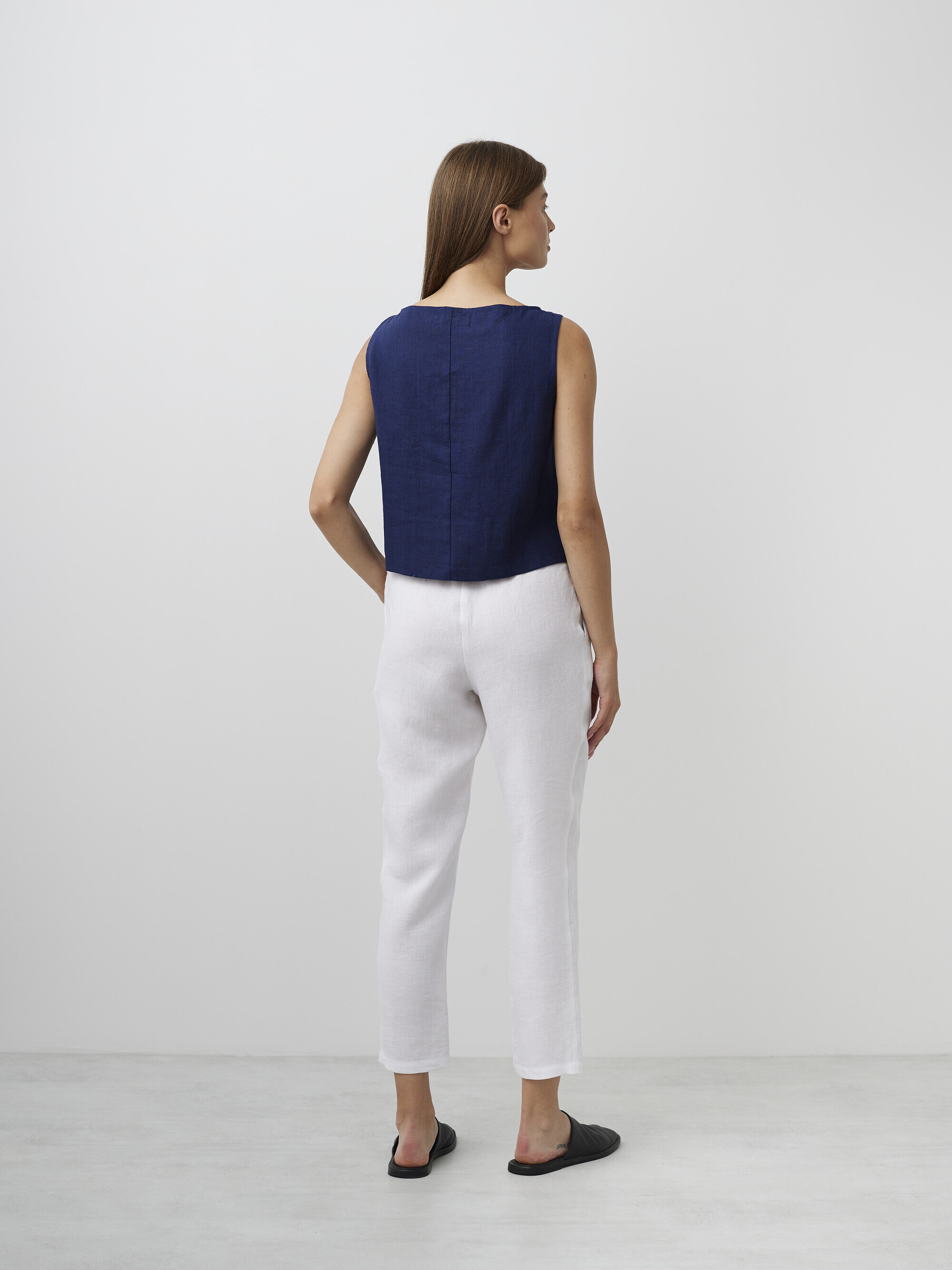 Image 5 of SONATE Linen Tank Top in Navy Blue from Love and Confuse