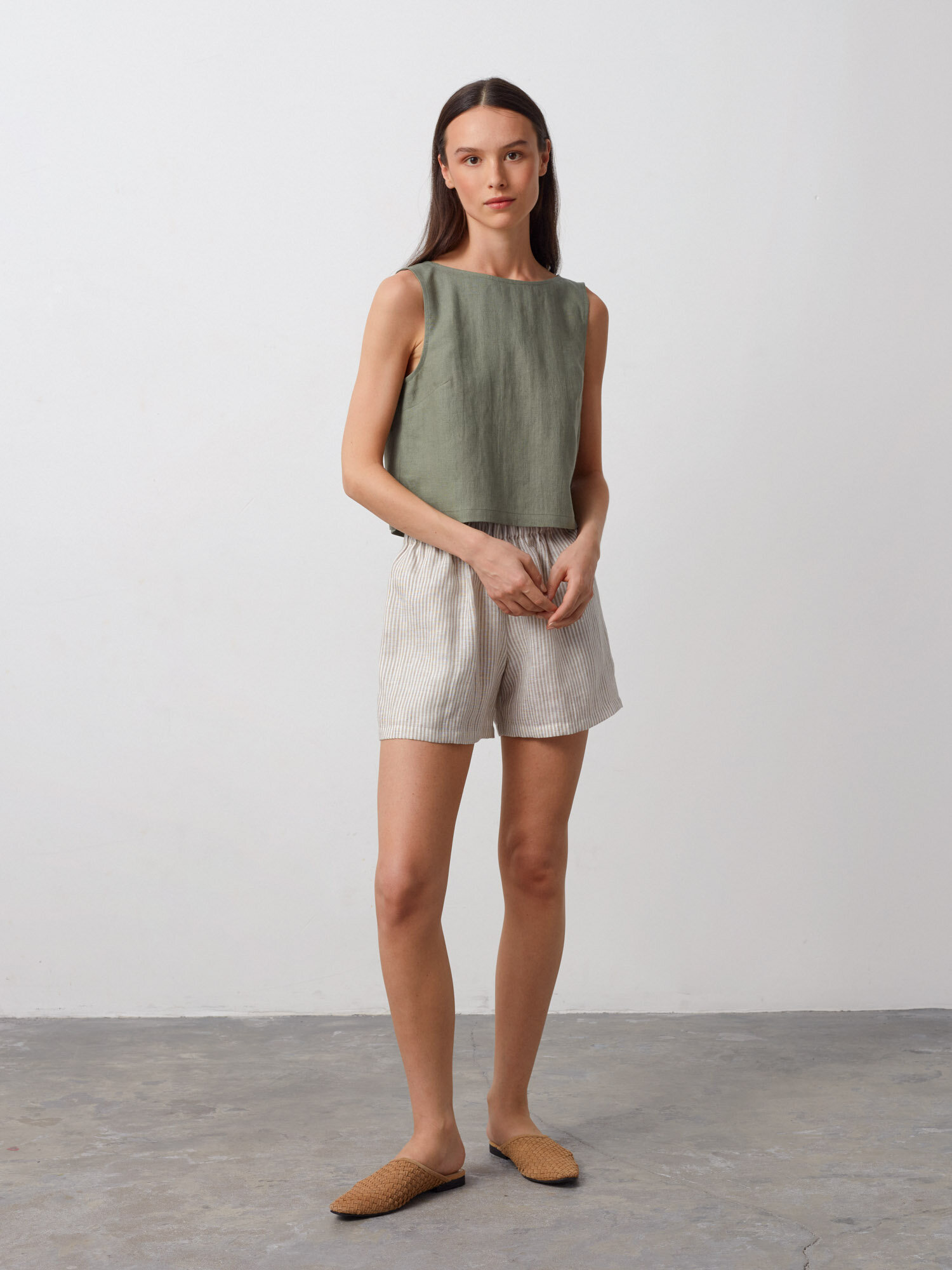 Image 2 of SONATE Linen Tank Top in Sage Green from Love and Confuse