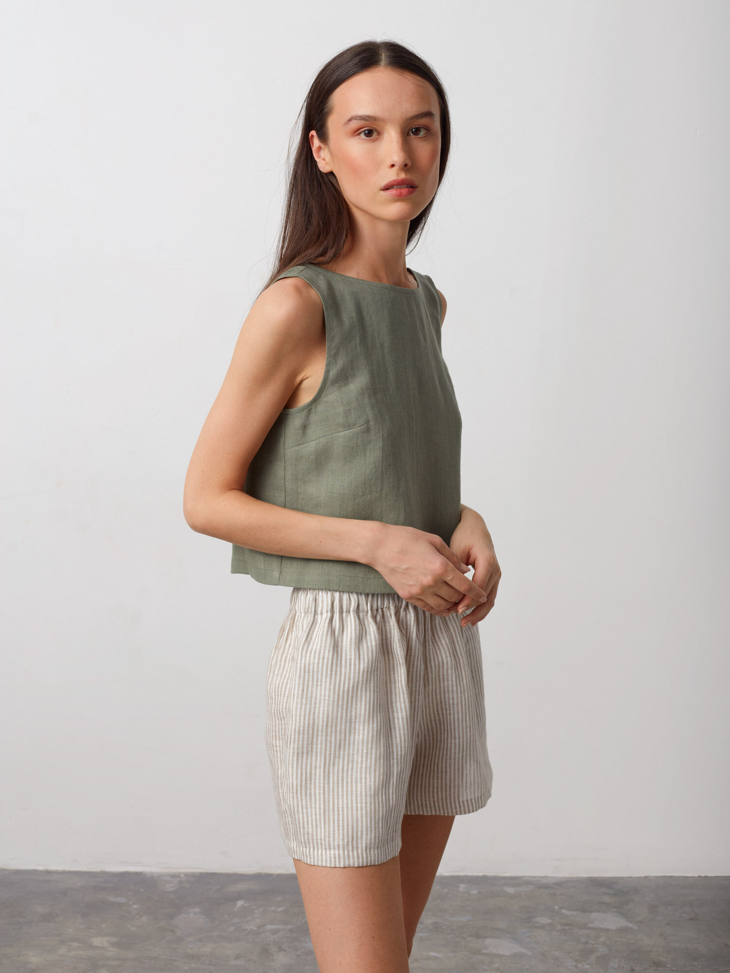 Image 3 of SONATE Linen Tank Top in Sage Green from Love and Confuse