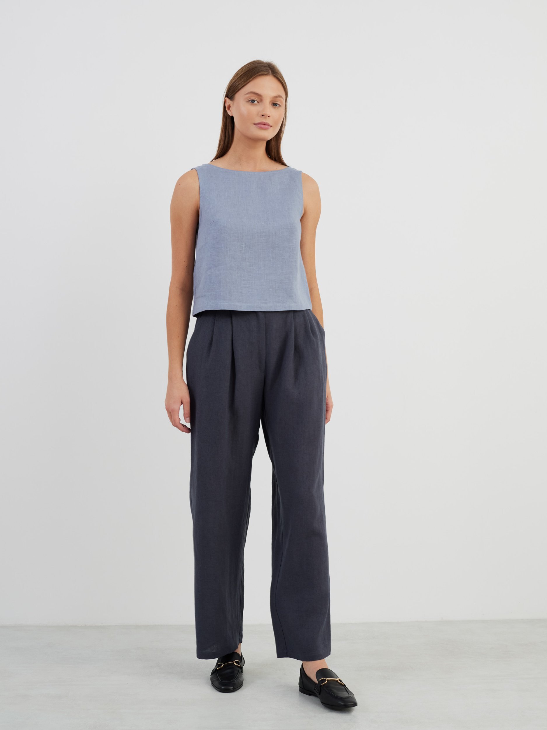 Image 2 of SONATE Linen Tank Top in Vista Blue from Love and Confuse