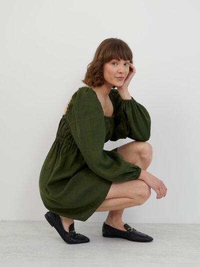 Square Neck Linen Mini Dress TALULLA