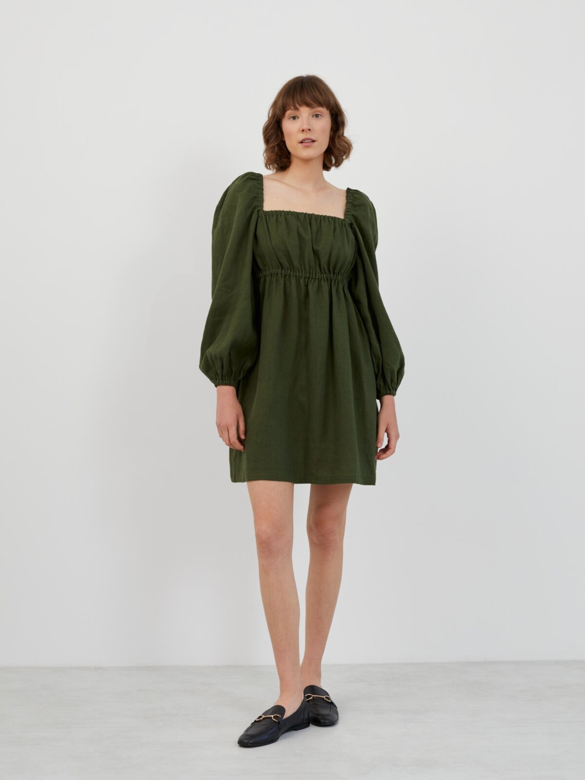 Image 2 of TALULLA Linen Mini Dress in Forest Green from Love and Confuse