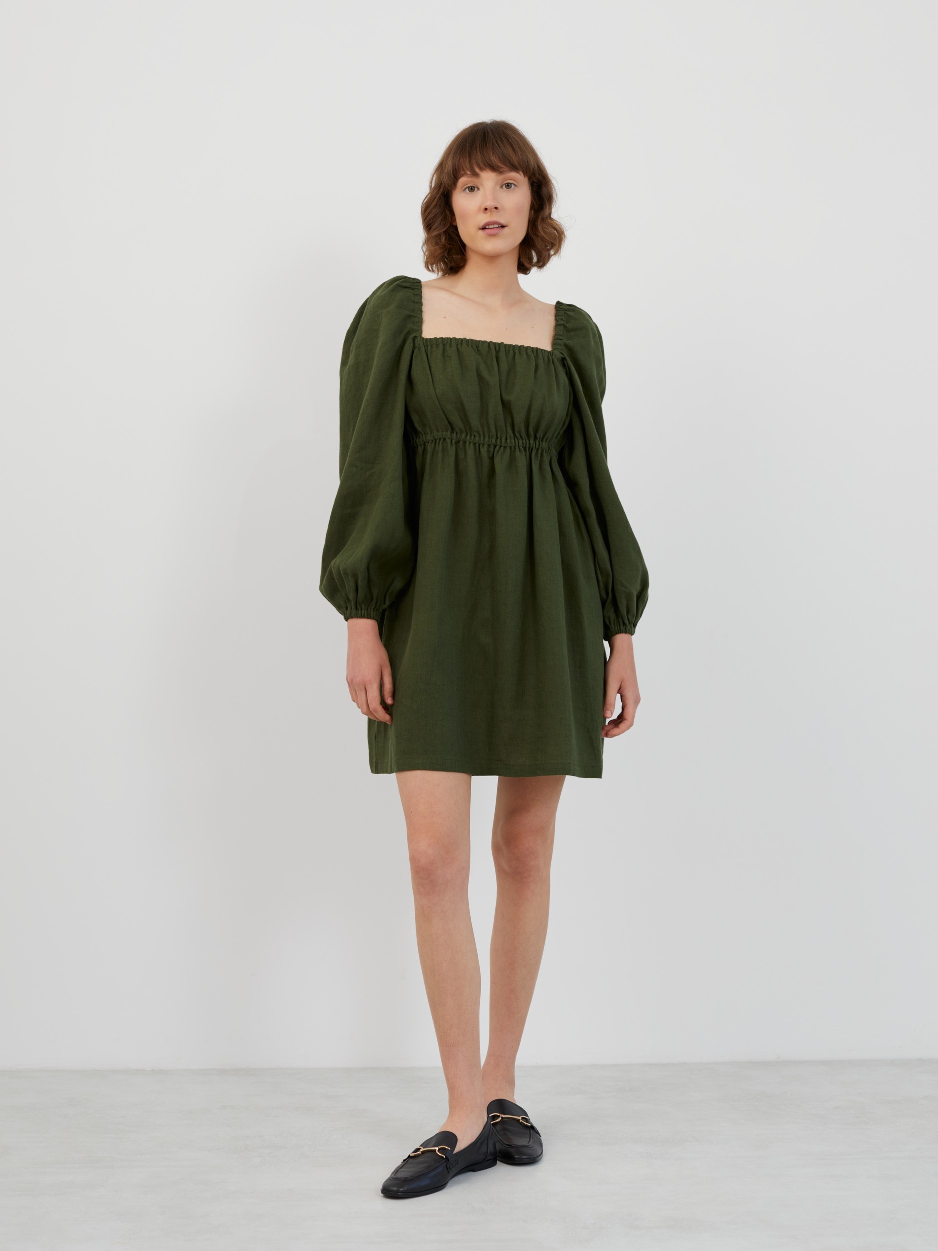 Image 2 of TALULLA Linen Mini Dress in Forest Green from Love and Confuse