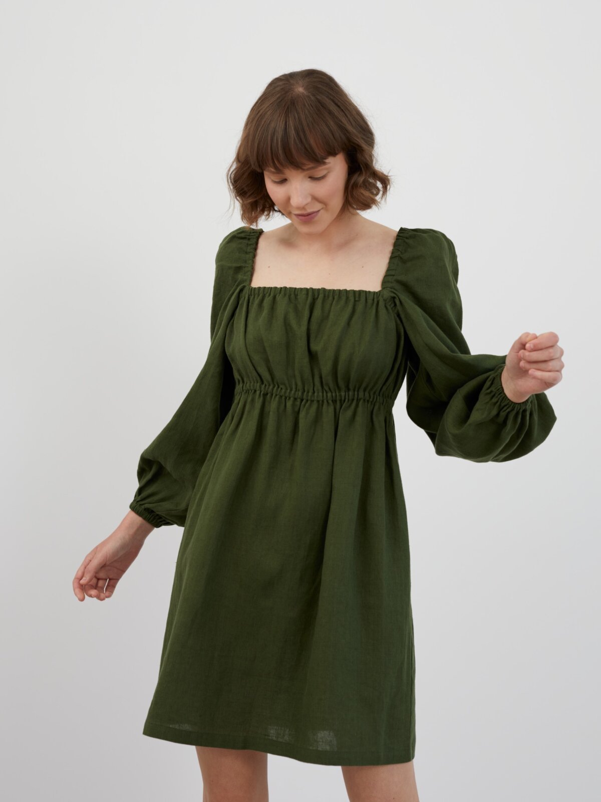 Image 3 of TALULLA Linen Mini Dress in Forest Green from Love and Confuse