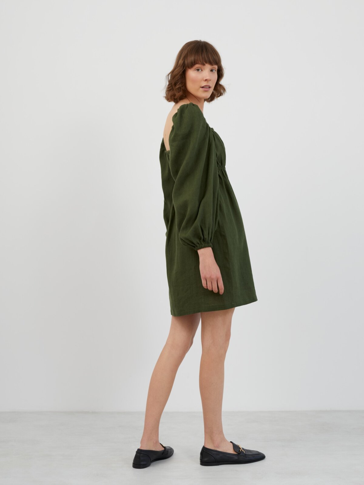 Image 4 of TALULLA Linen Mini Dress in Forest Green from Love and Confuse