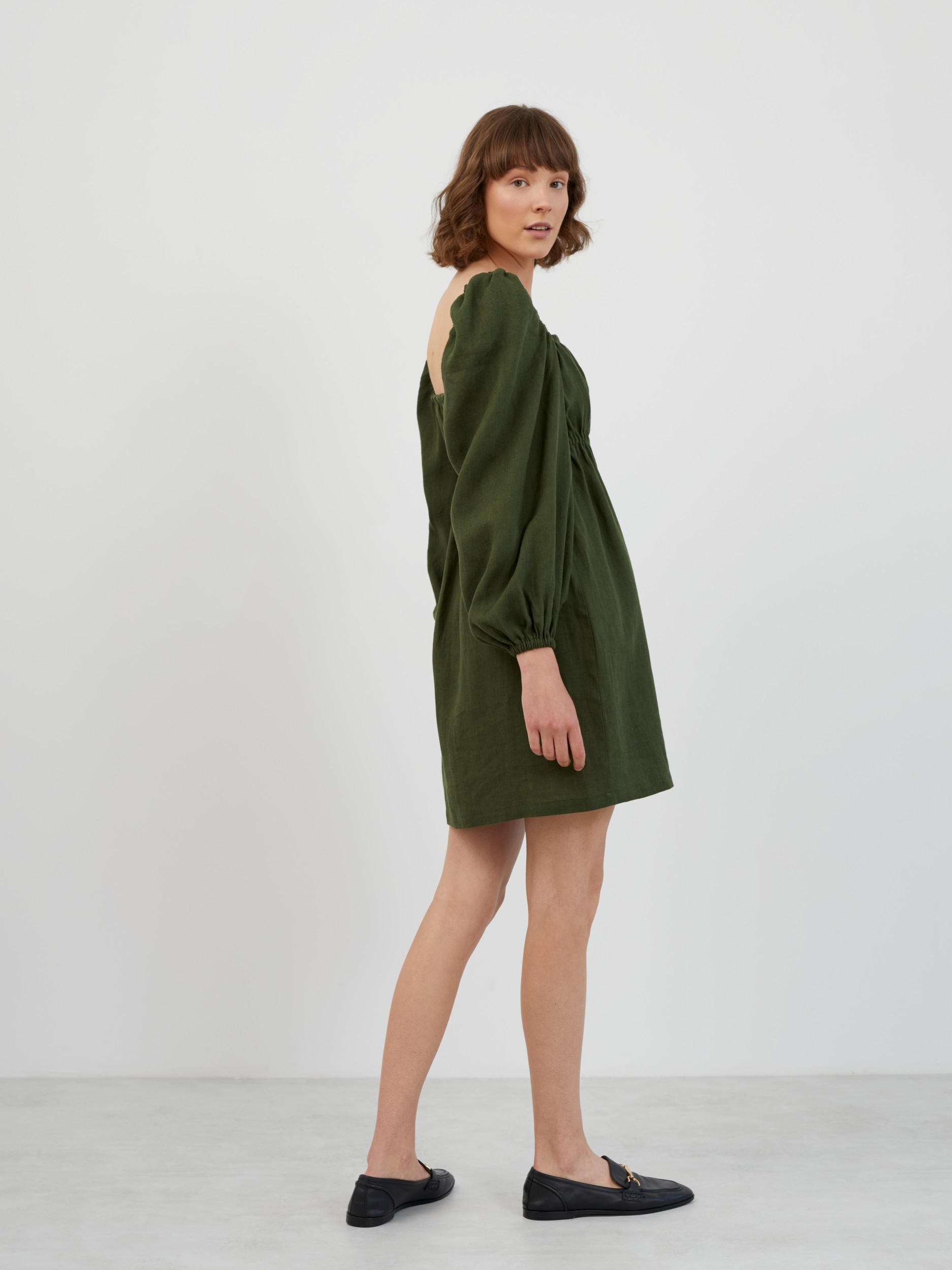 Image 4 of TALULLA Linen Mini Dress in Forest Green from Love and Confuse