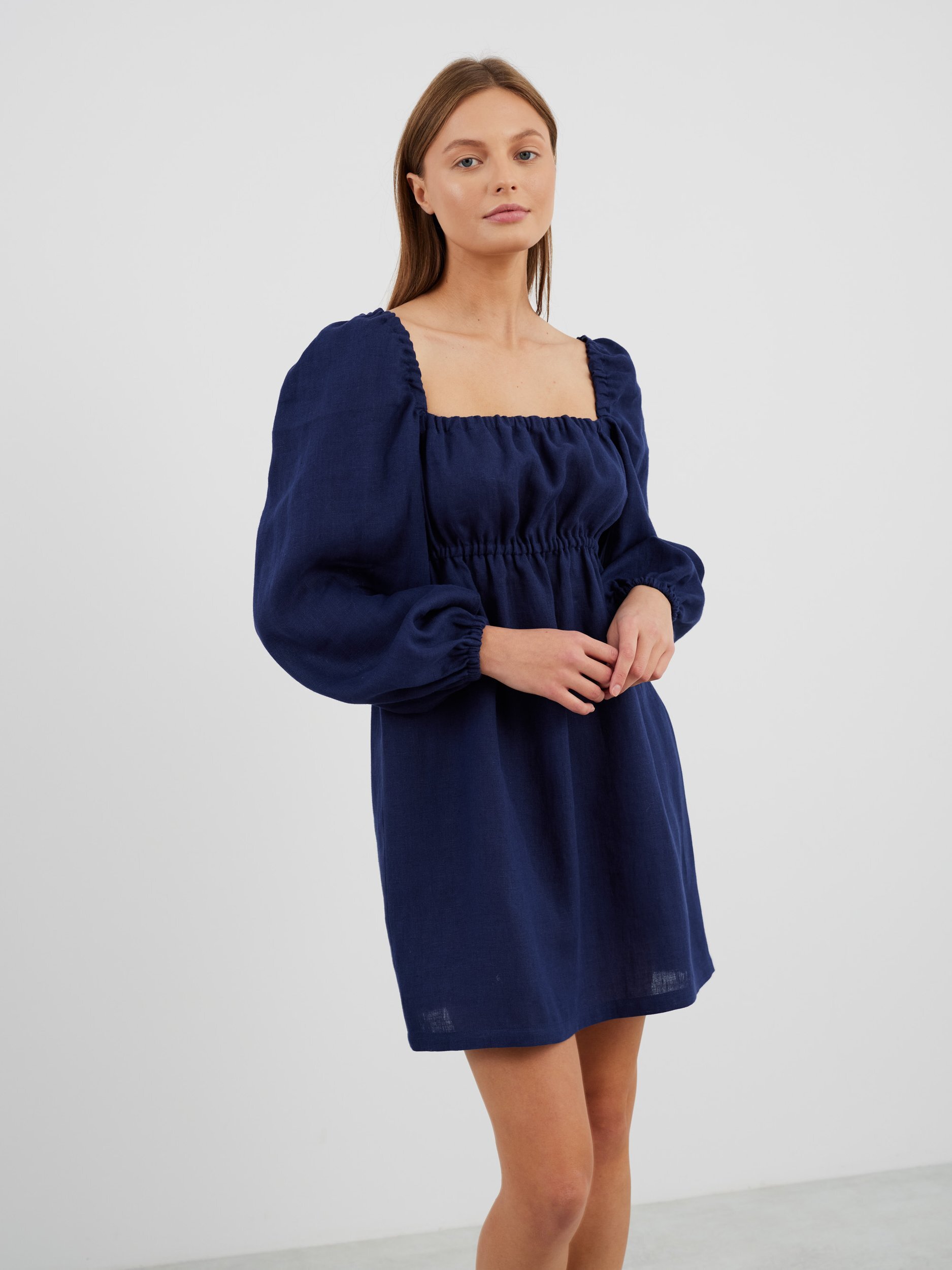 Image 4 of TALULLA Linen Mini Dress in Navy Blue from Love and Confuse