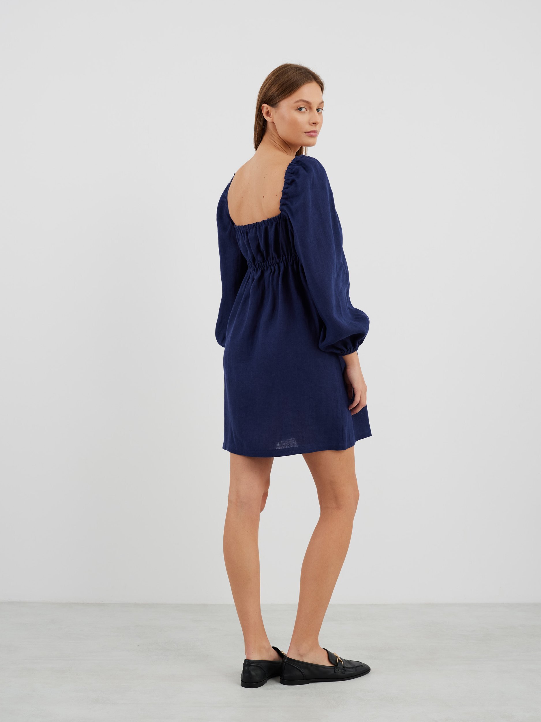 Image 5 of TALULLA Linen Mini Dress in Navy Blue from Love and Confuse