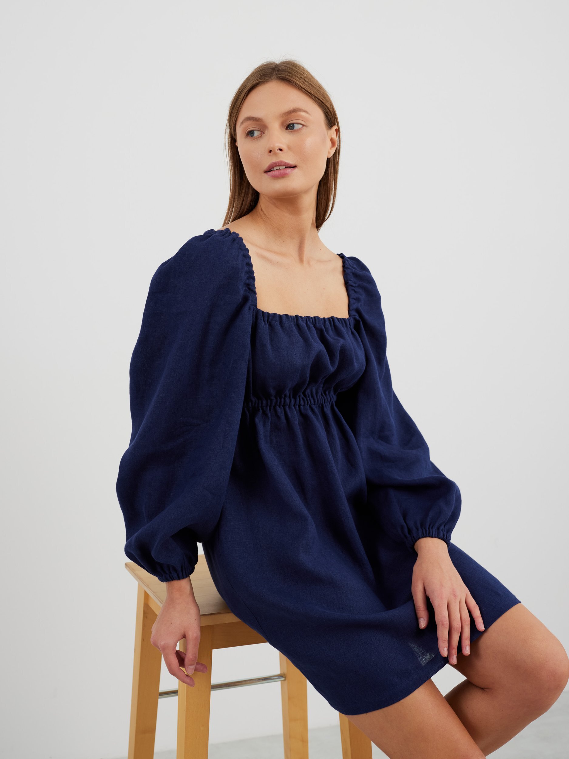 Image 6 of TALULLA Linen Mini Dress in Navy Blue from Love and Confuse