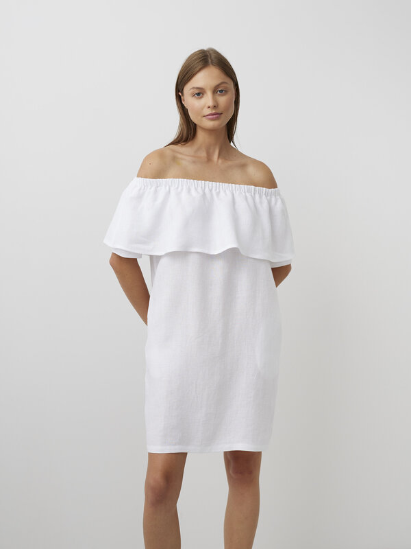 THALIA Off Shoulder Linen Dress