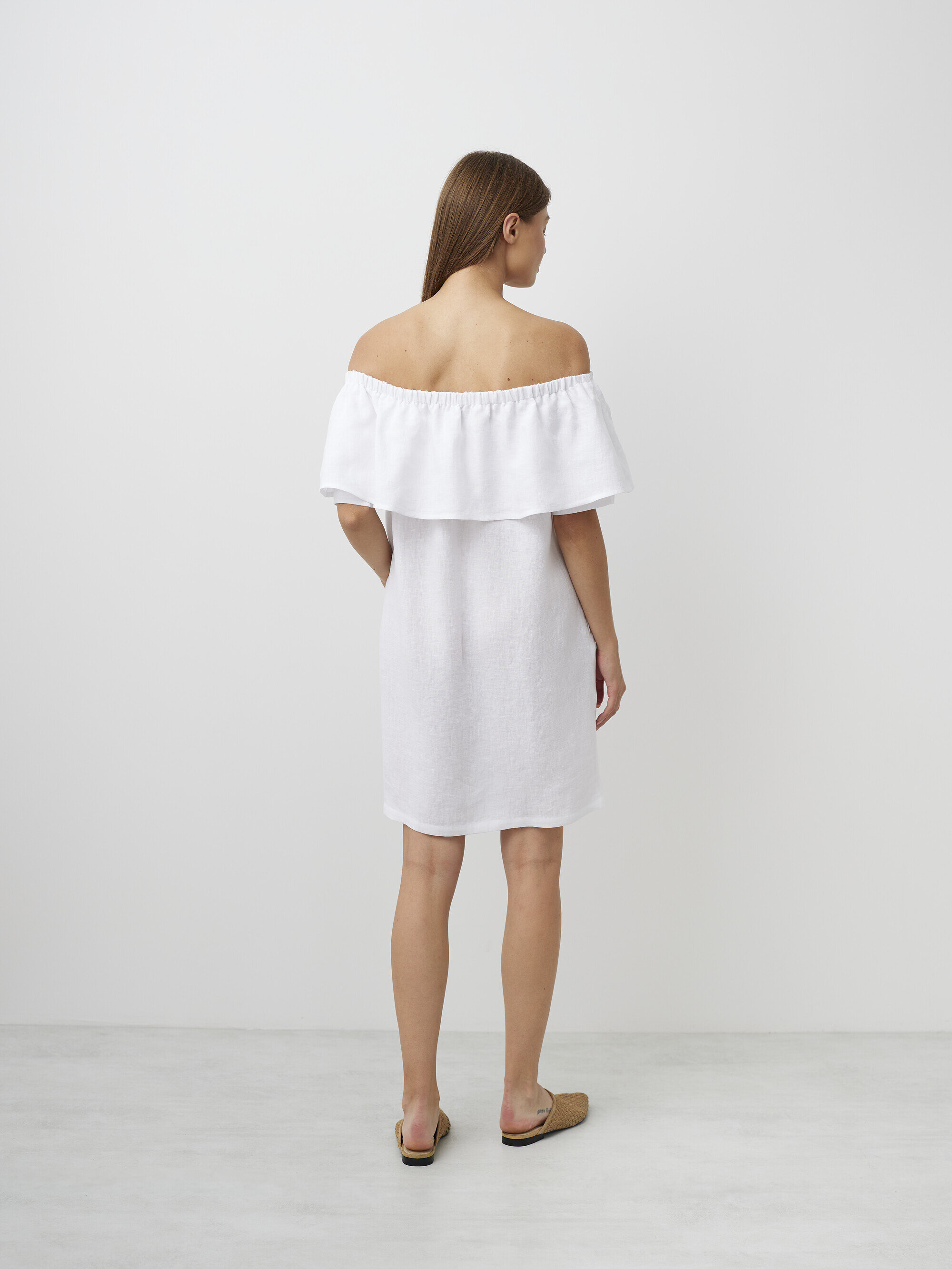 Image 6 of THALIA Off Shoulder Linen Dress in White from Love and Confuse