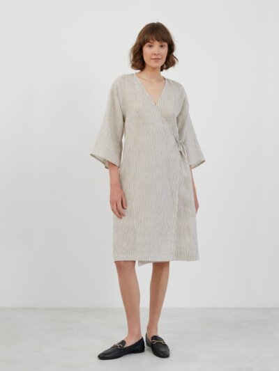 VERONA Side-Tie Linen Wrap Dress
